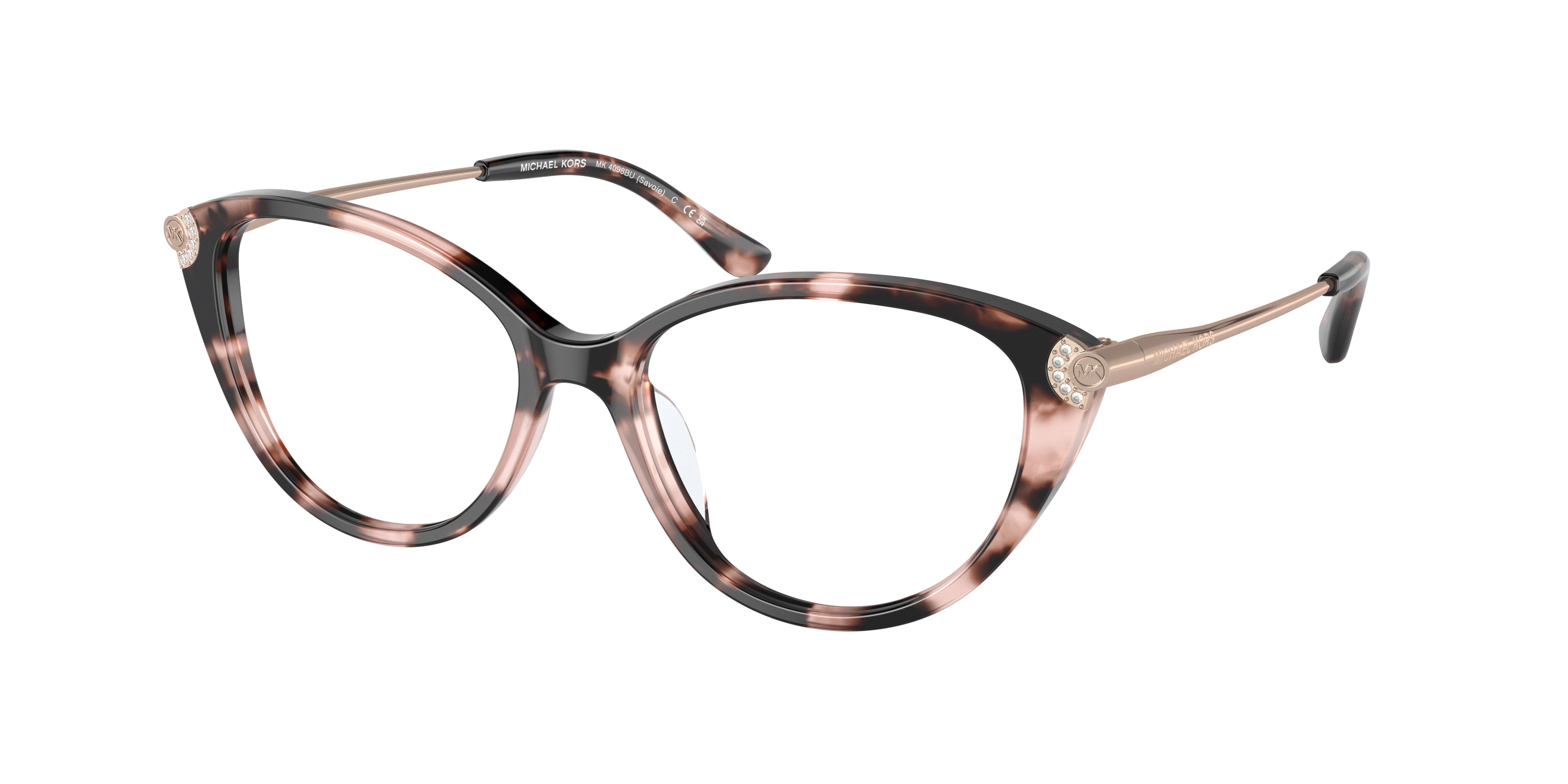 Michael Kors SAVOIE MK4098BU Cat Eye Eyeglasses 3009-Pink Tortoise 53-140-16 - Color Map Tortoise
