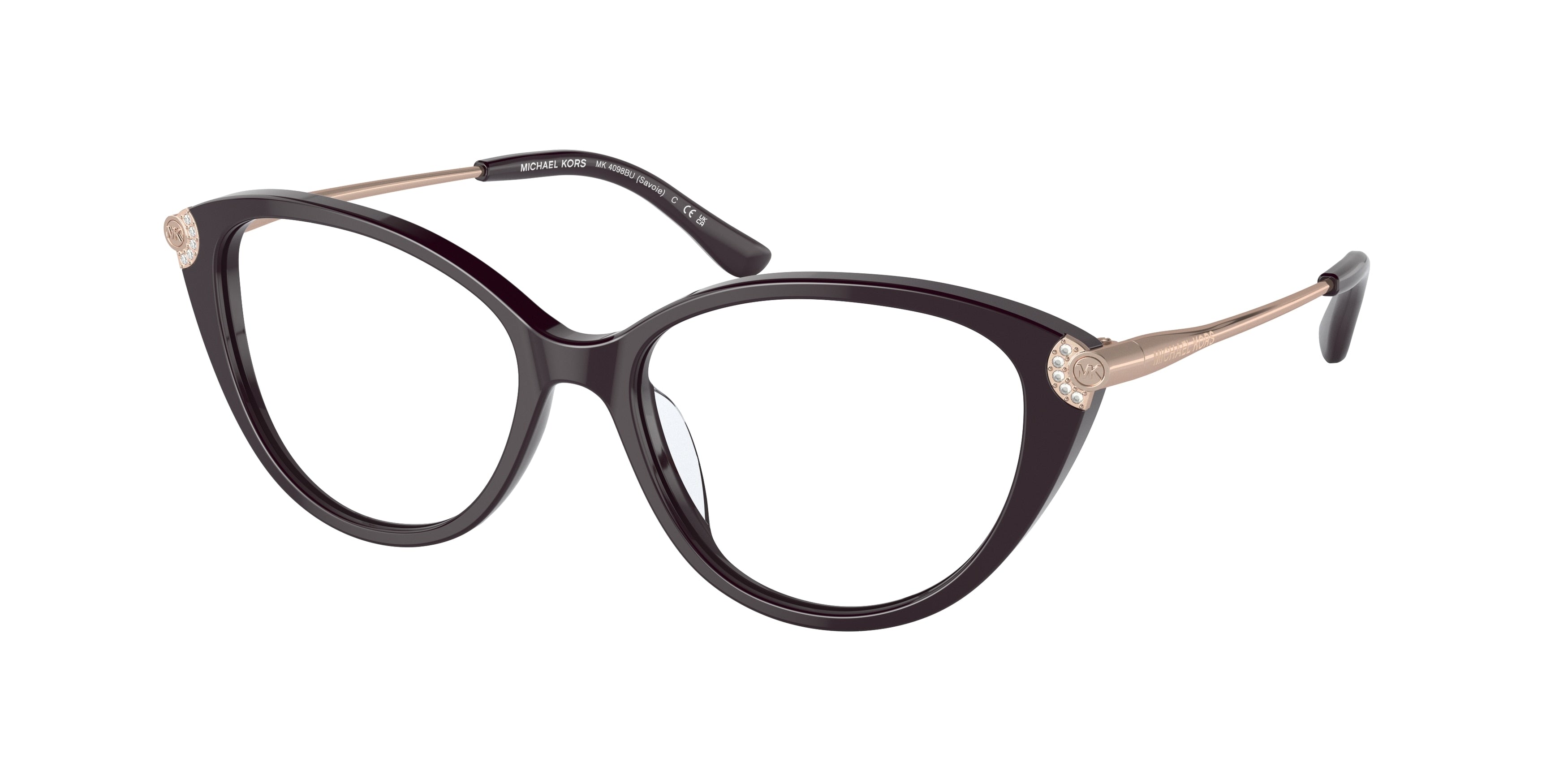 Michael Kors SAVOIE MK4098BU Cat Eye Eyeglasses 3344-Cordovan 53-140-16 - Color Map Brown