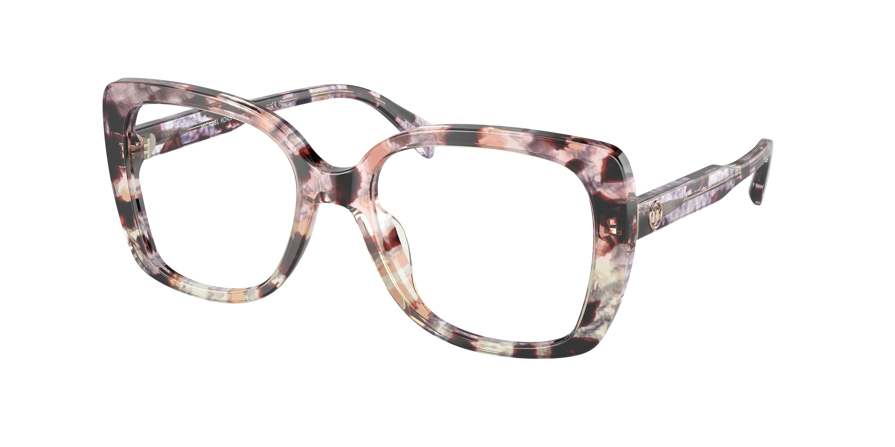 Michael Kors PERTH MK4104U Square Eyeglasses 3345-Pink Grey Tortoise 53-140-18 - Color Map Pink