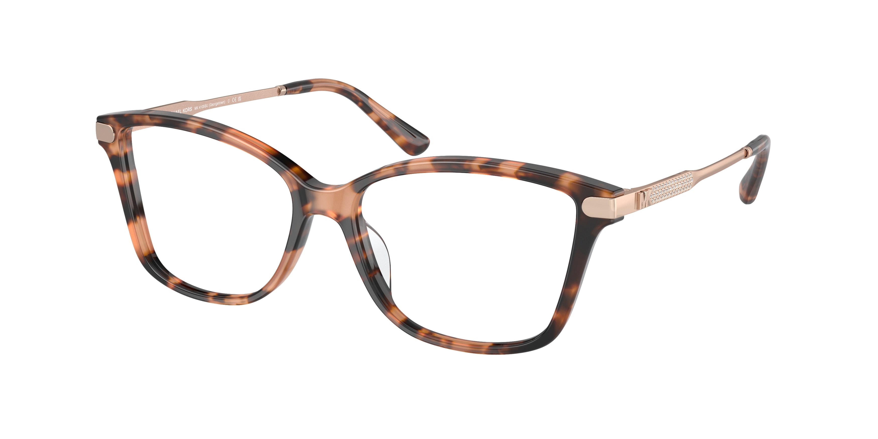 Michael Kors GEORGETOWN MK4105BU Butterfly Eyeglasses 3555-Pink Tortoise 56-145-16 - Color Map Tortoise