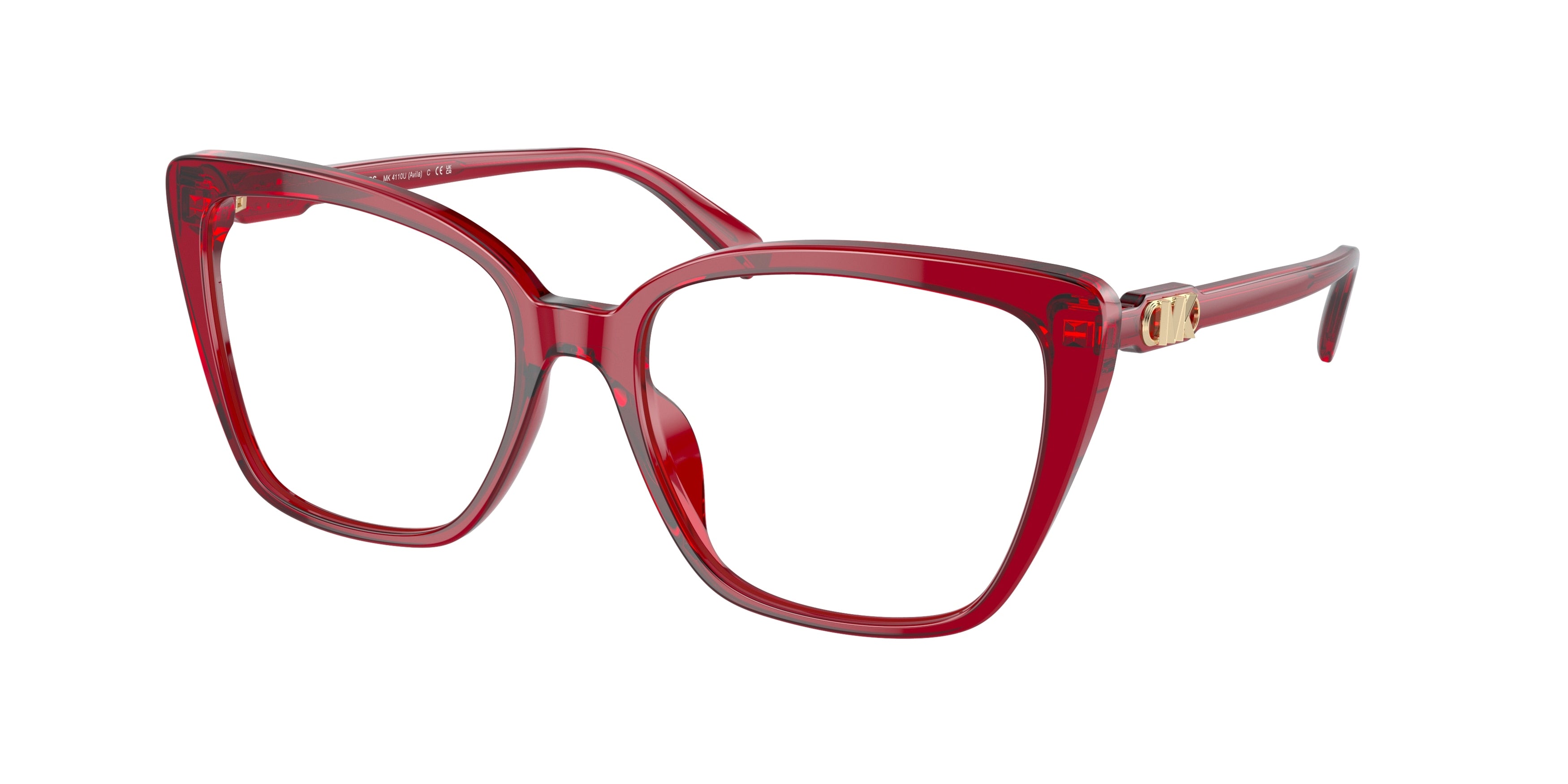 Michael Kors AVILA MK4110U Square Eyeglasses 3955-Red 55-140-17 - Color Map Red
