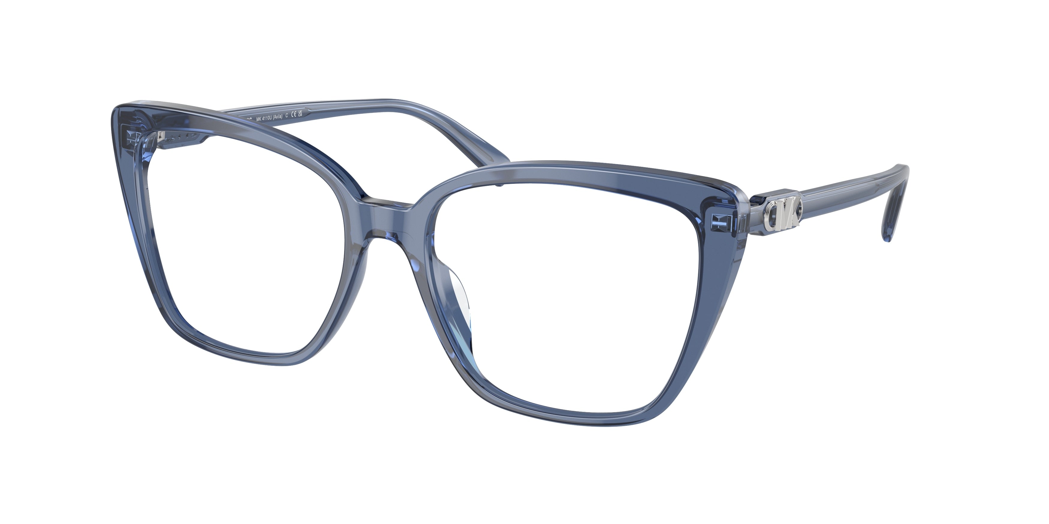 Michael Kors AVILA MK4110U Square Eyeglasses 3956-Blue Transparent 55-140-17 - Color Map Blue
