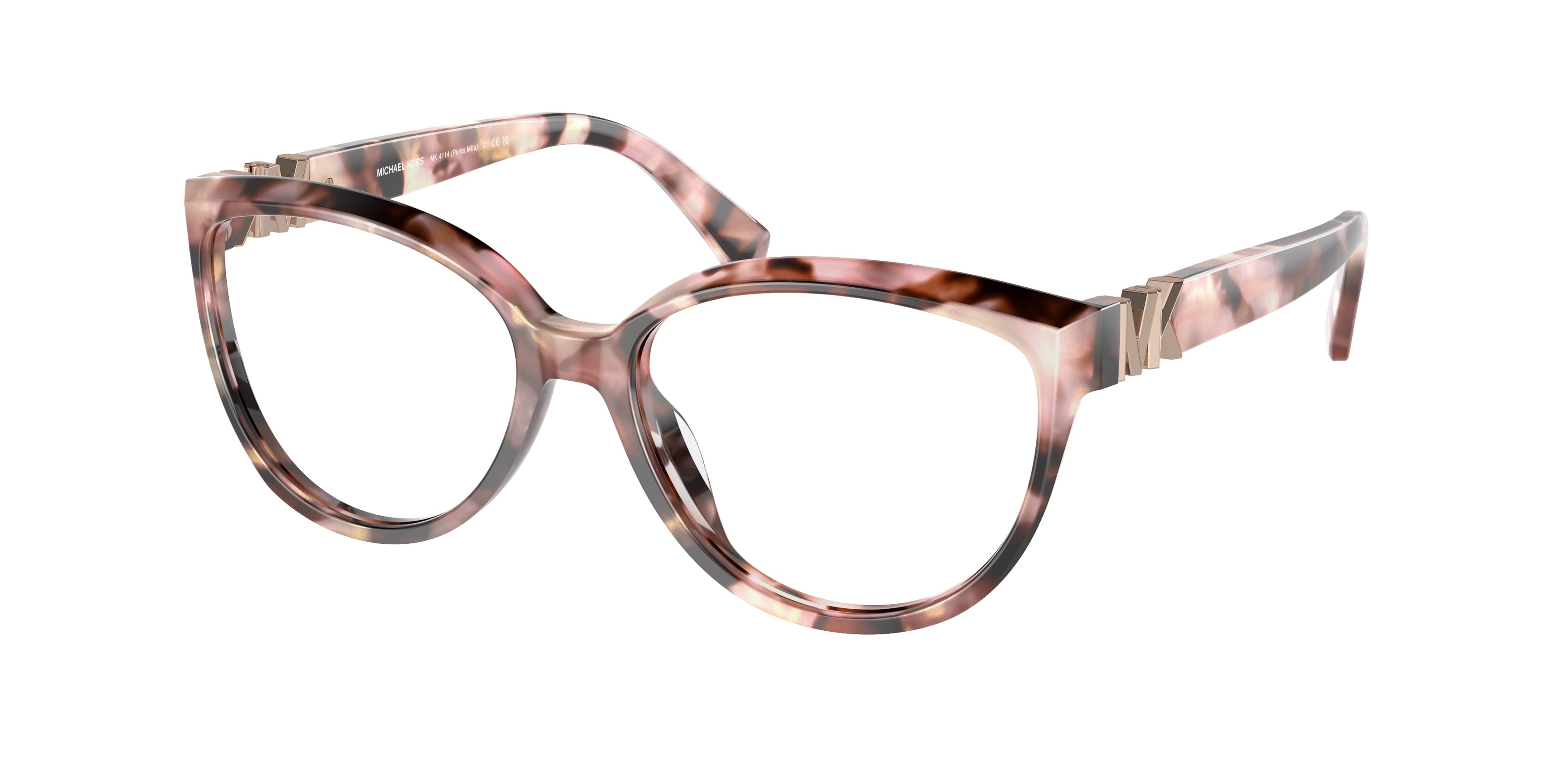 Michael Kors PUNTA MITA MK4114 Cat Eye Eyeglasses 3946-Pink Pearlized Tortoise 55-135-16 - Color Map Pink