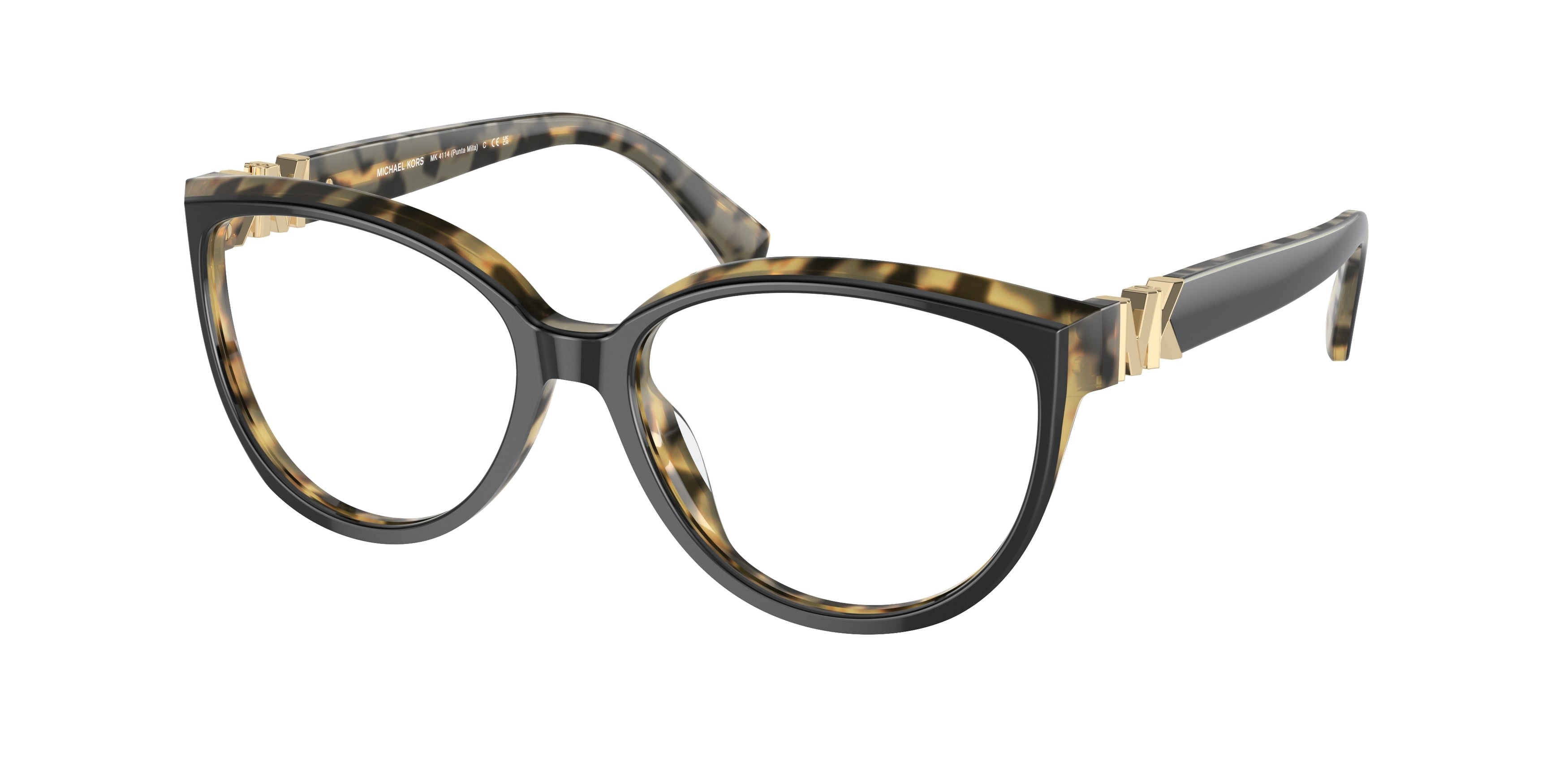 Michael Kors PUNTA MITA MK4114 Cat Eye Eyeglasses  3950-Punta Mita Black/Amber Tortoise 55-135-16 - Color Map Black