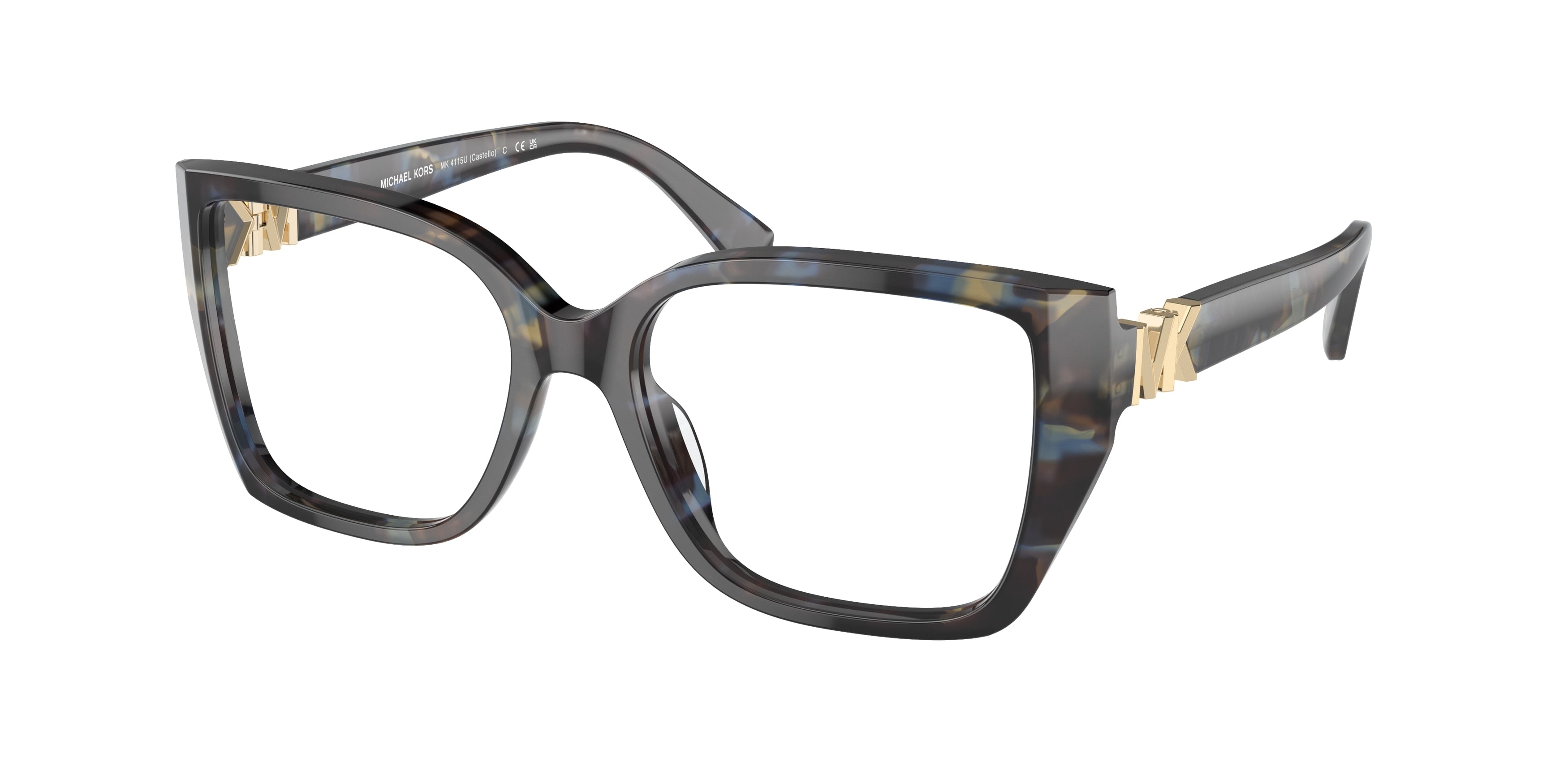 Michael Kors CASTELLO MK4115U Square Eyeglasses 3952-Bright Blue Tortoise 54-140-17 - Color Map Blue