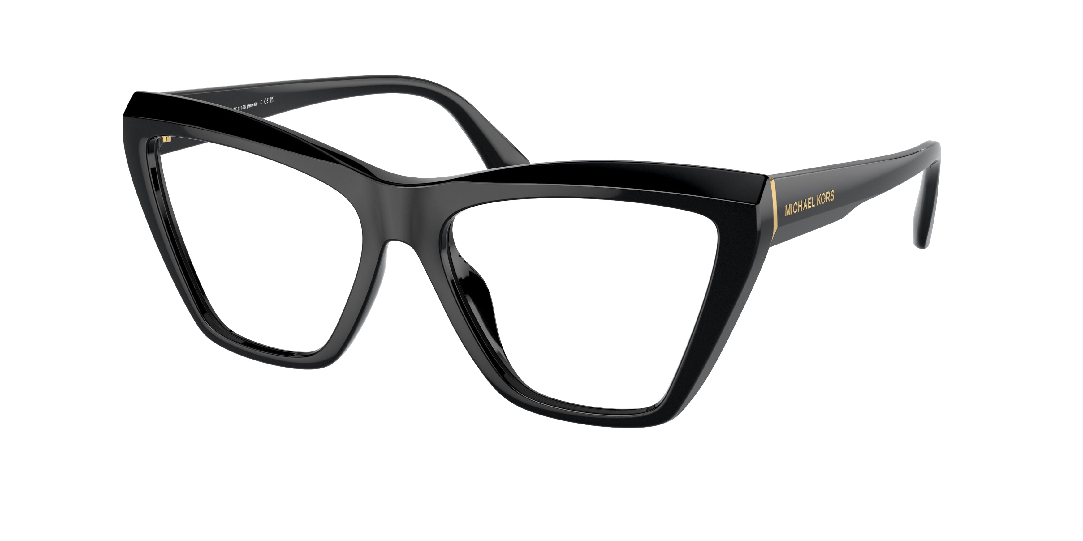 Michael Kors HAWAII MK4118U Cat Eye Eyeglasses 3005-Black 54-140-16 - Color Map Black
