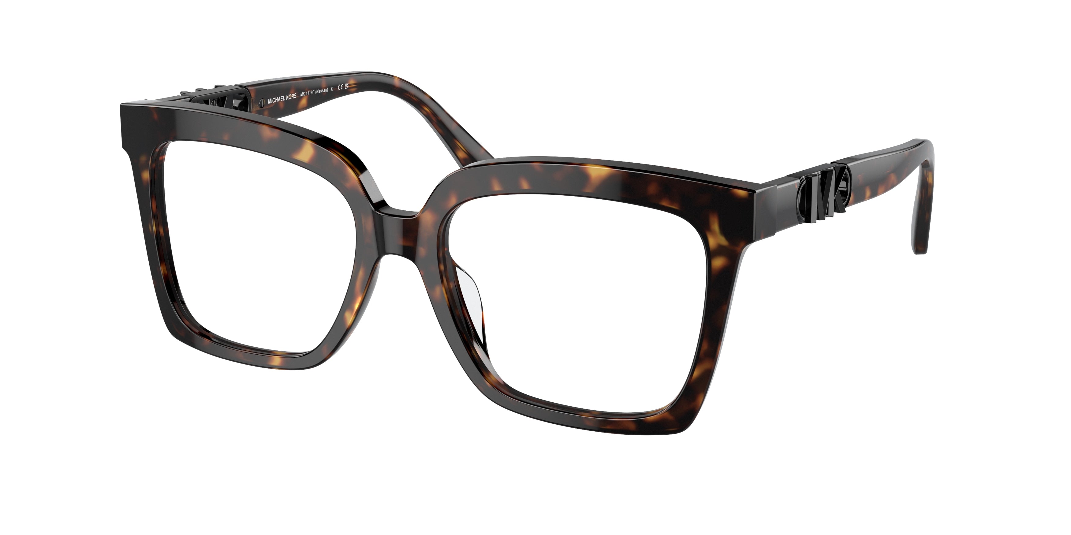 Michael Kors NASSAU MK4119F Square Eyeglasses 3006-Dark Tort 54-145-17 - Color Map Tortoise