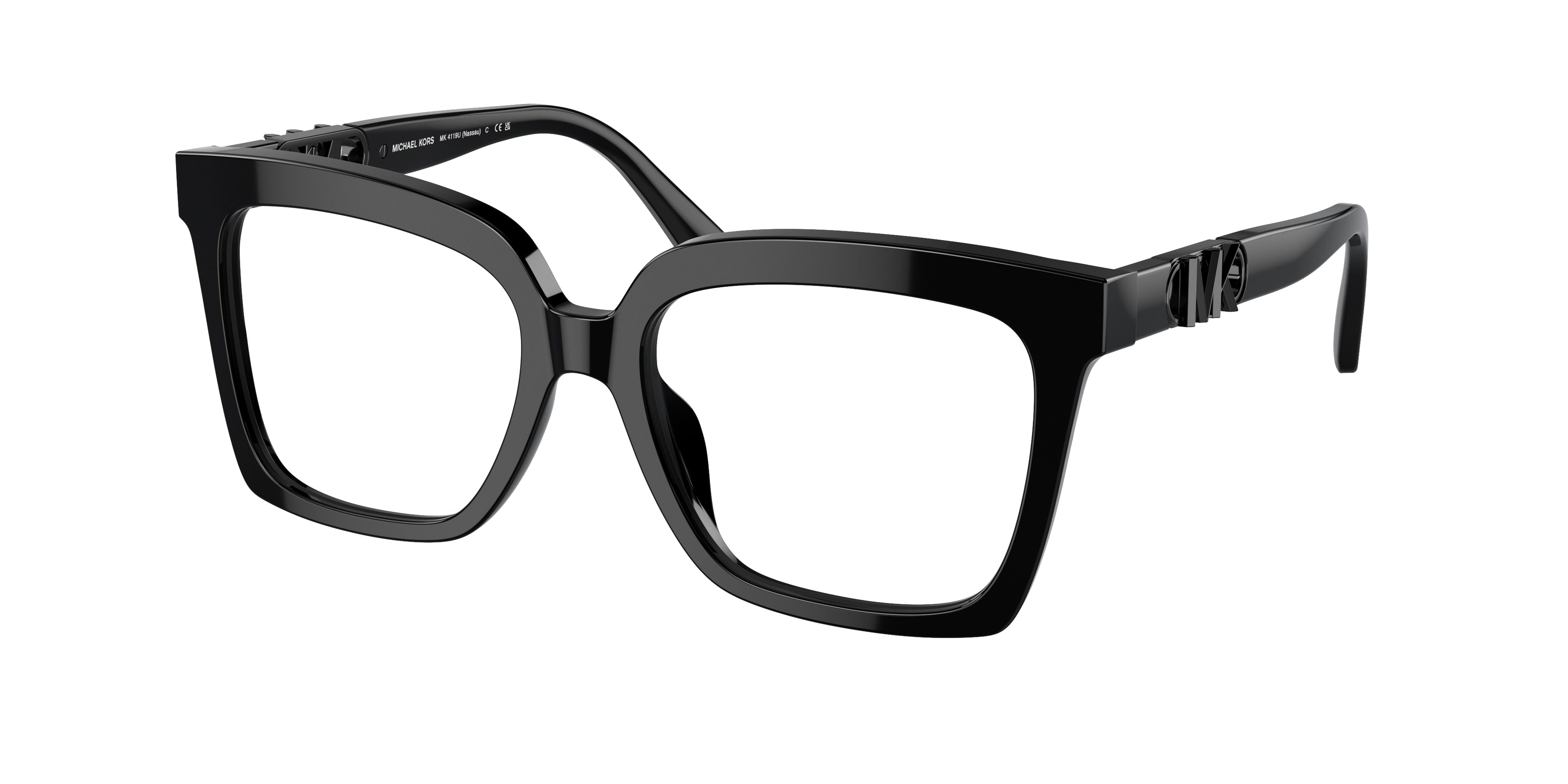 Michael Kors NASSAU MK4119U Square Eyeglasses 3005-Black 53-140-17 - Color Map Black