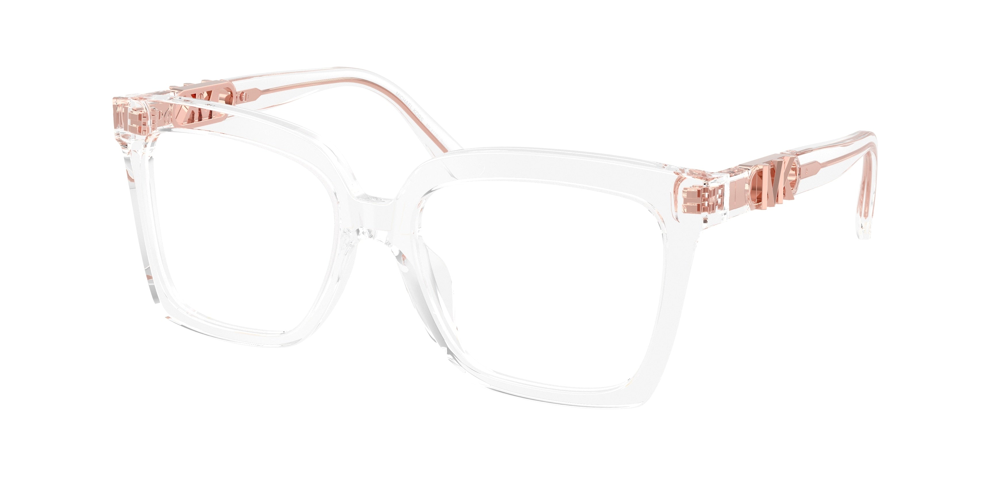Michael Kors NASSAU MK4119U Square Eyeglasses 3015-Crystal 53-140-17 - Color Map Transparent