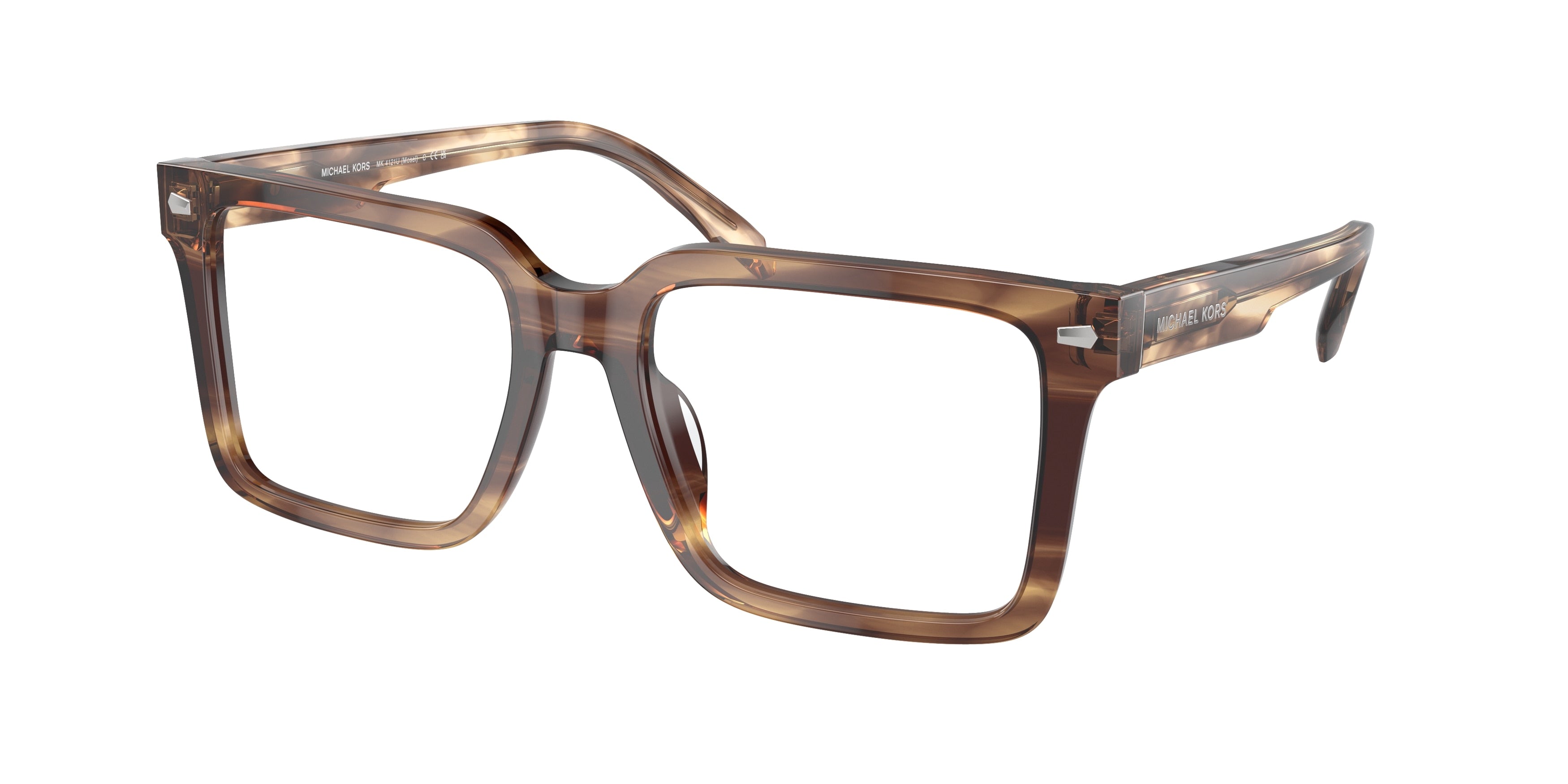 Michael Kors MOSEL MK4121U Square Eyeglasses 3977-Brown Horn 54-145-18 - Color Map Brown
