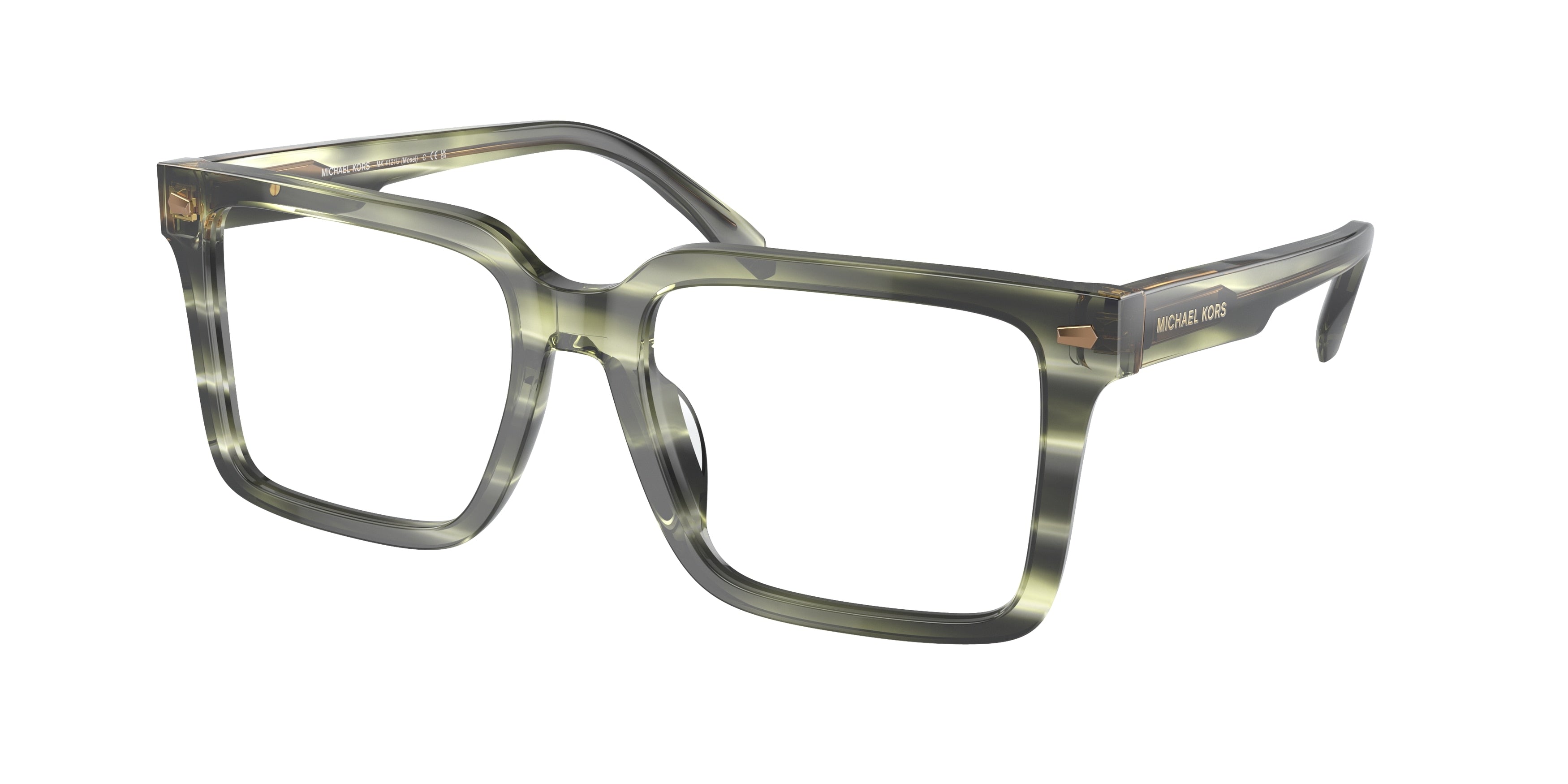 Michael Kors MOSEL MK4121U Square Eyeglasses 3978-Olive Horn 54-145-18 - Color Map Green