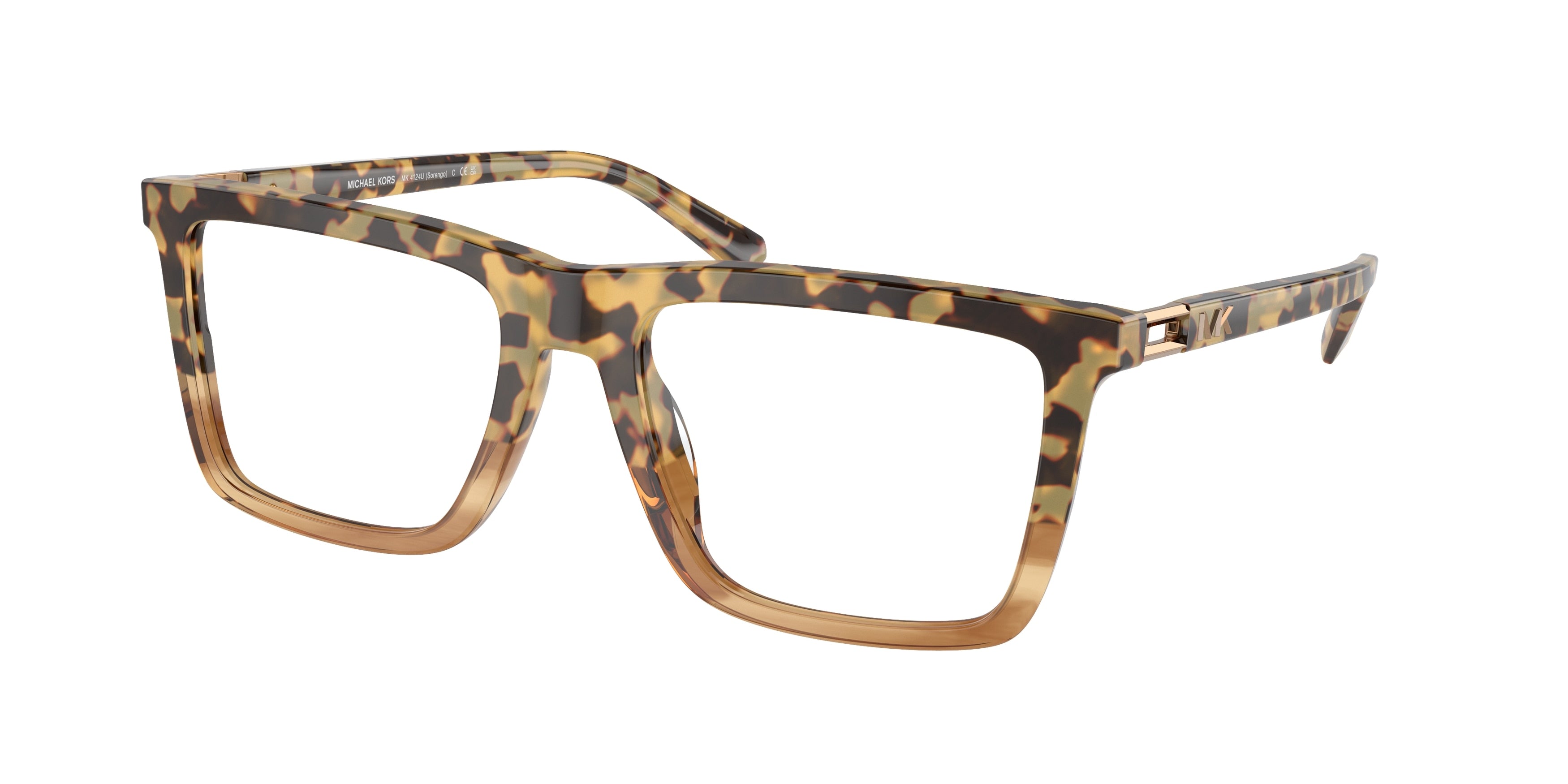 Michael Kors SORENGO MK4124U Rectangle Eyeglasses 3965-Brown Block Tortoise 55-145-19 - Color Map Brown