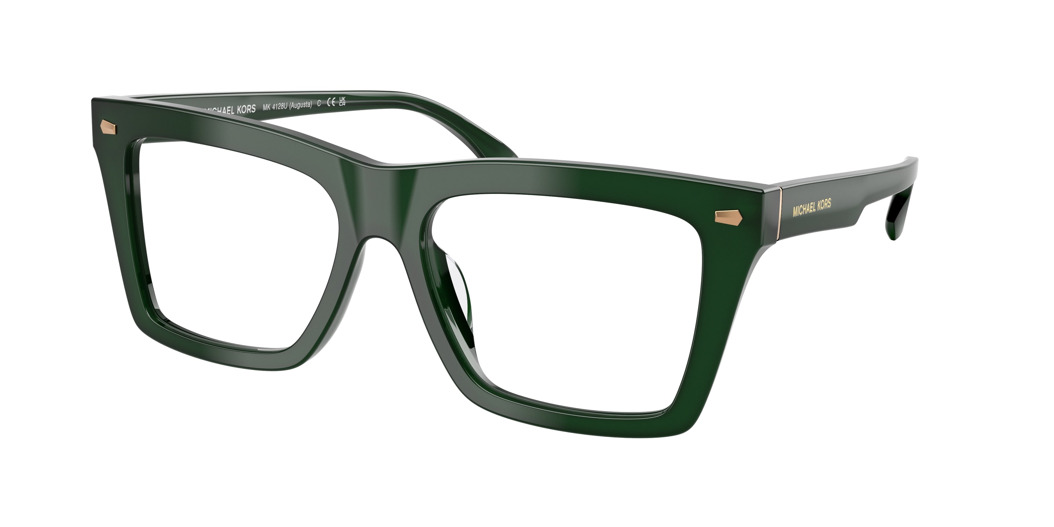 Michael Kors AUGUSTA MK4128U Square Eyeglasses 4008-Olive Solid 56-145-17 - Color Map Green
