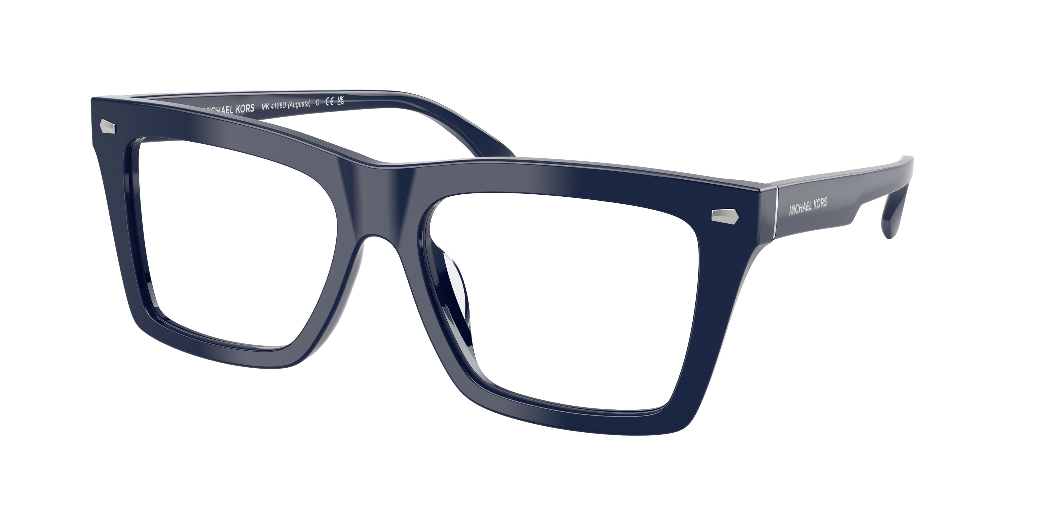 Michael Kors AUGUSTA MK4128U Square Eyeglasses 4009-Navy Solid 56-145-17 - Color Map Blue