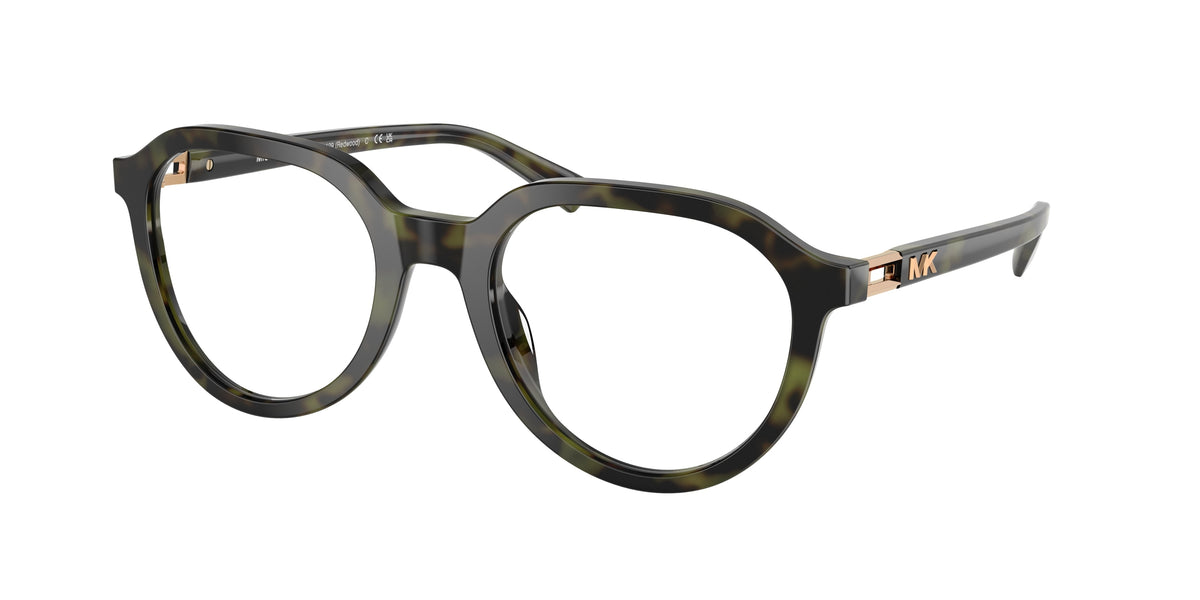 Michael Kors REDWOOD MK4129 Round Eyeglasses 3943-Olive Tortoise 53-145-21 - Color Map Green