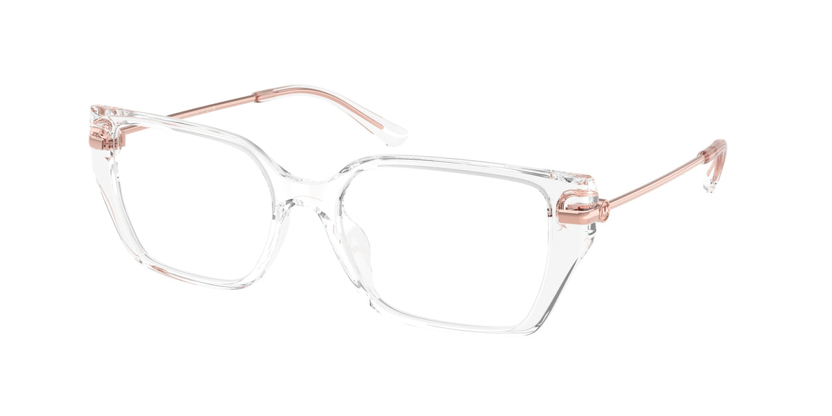 Michael Kors CRETE MK4134U Rectangle Eyeglasses 3015-Clear 54-140-17 - Color Map Transparent