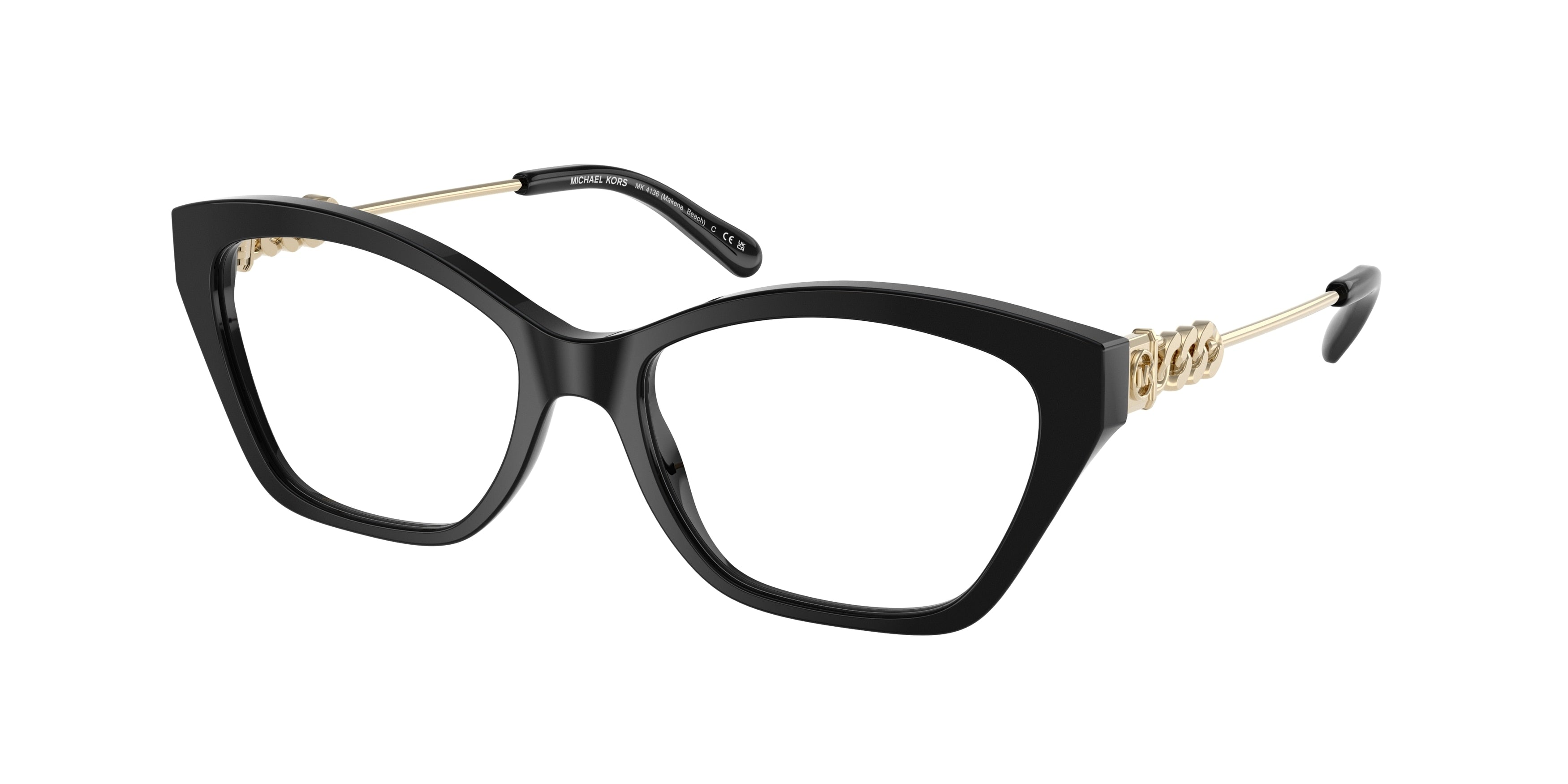Michael Kors MAKENA BEACH MK4136 Square Eyeglasses  3005-Black 54-140-17 - Color Map Black