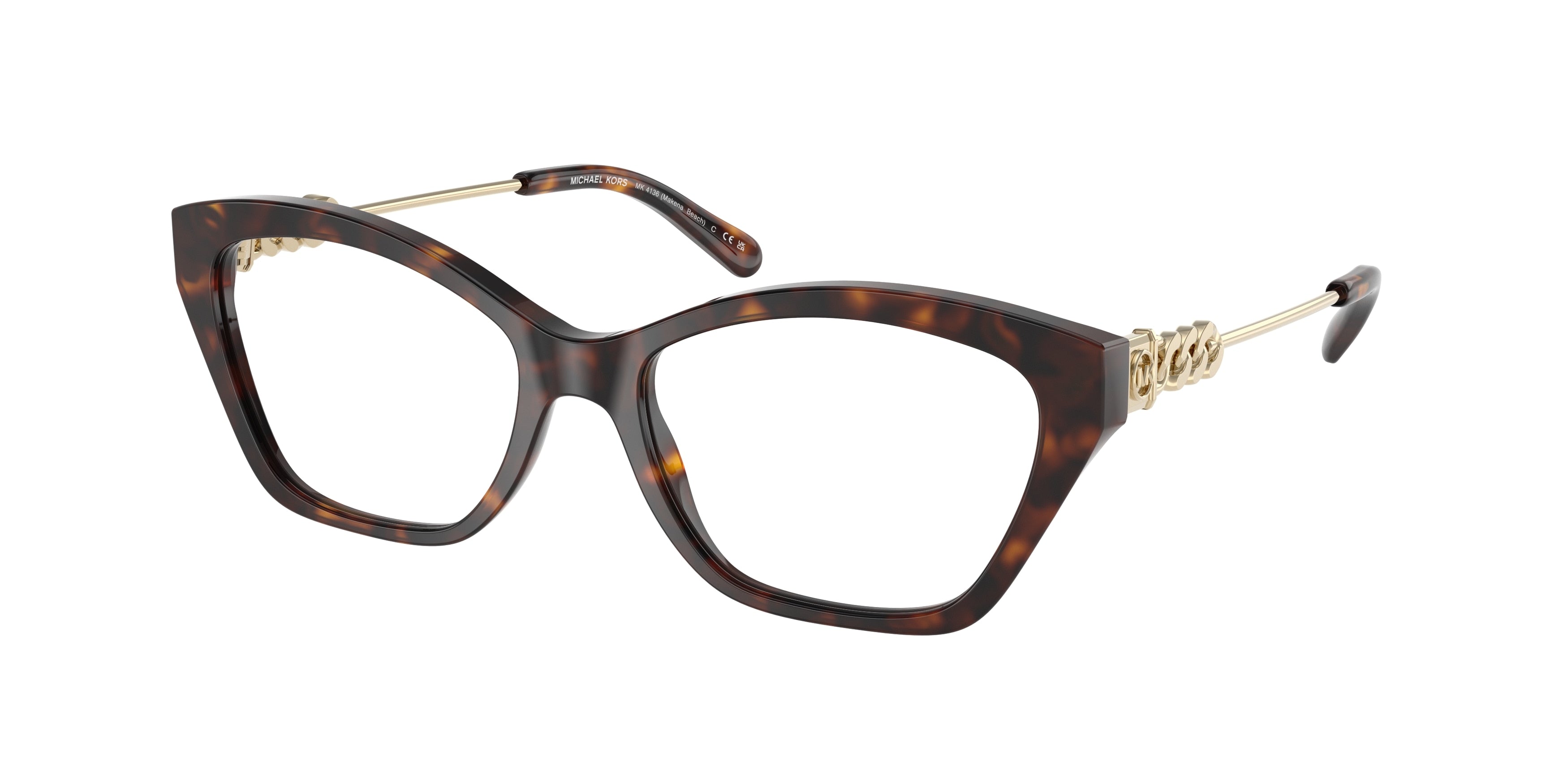 Michael Kors MAKENA BEACH MK4136 Square Eyeglasses 3006-Dark Tortoise 54-140-17 - Color Map Tortoise
