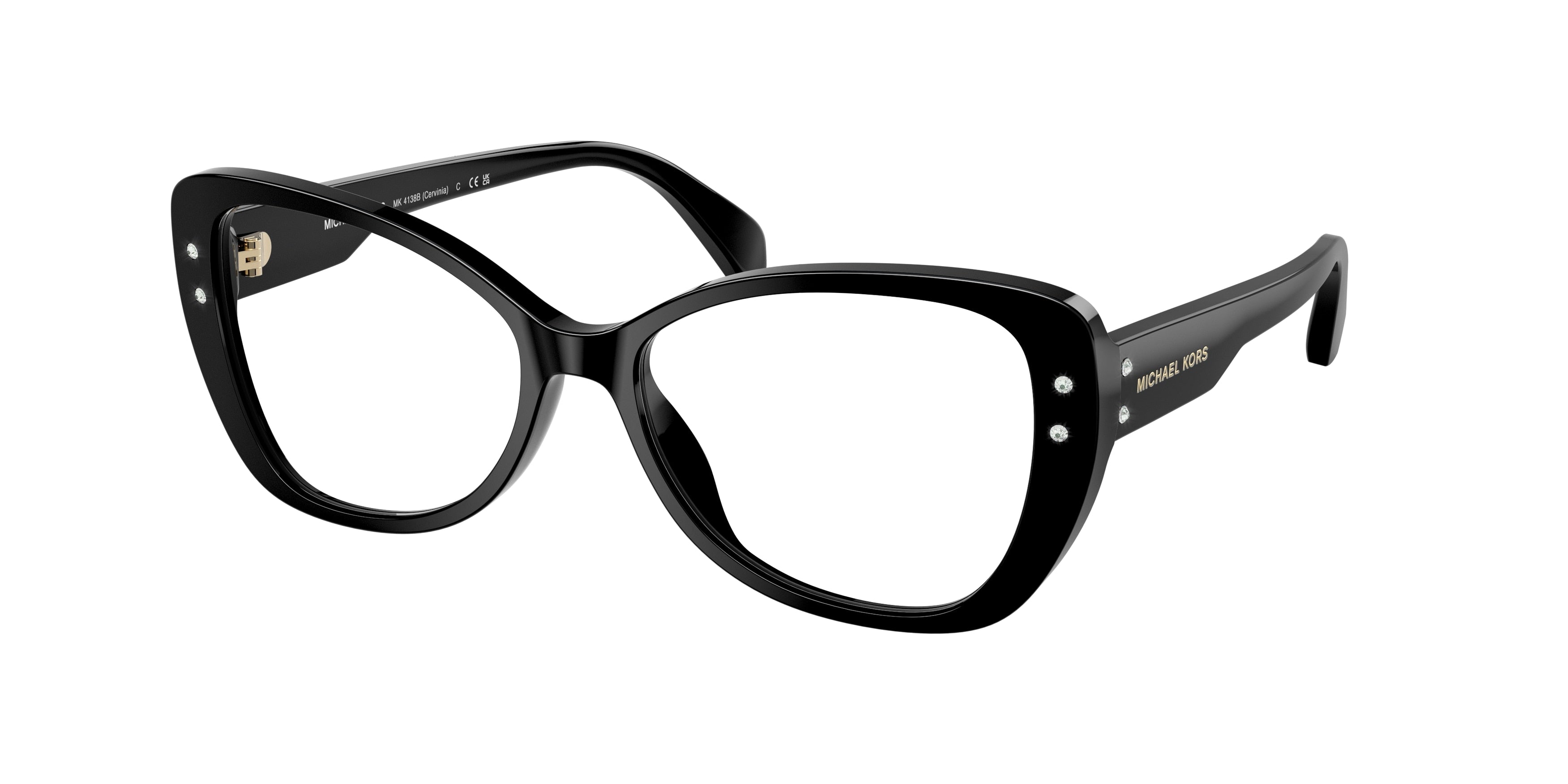 Michael Kors CERVINIA MK4138B Butterfly Eyeglasses 3005-Black 54-140-16 - Color Map Black