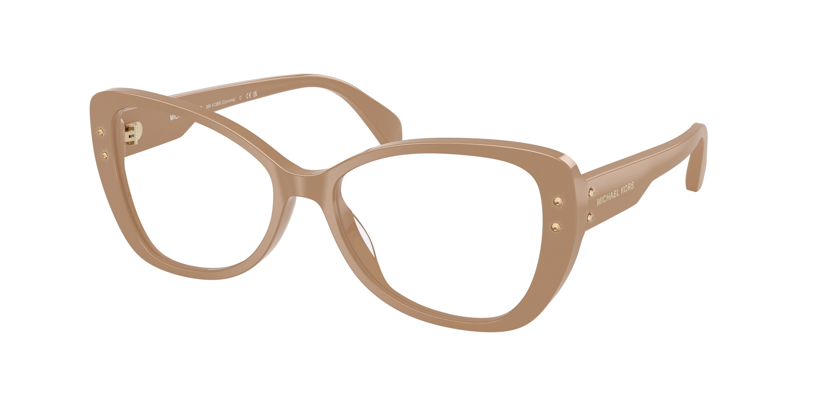 Michael Kors CERVINIA MK4138B Butterfly Eyeglasses 3555-Camel 54-140-16 - Color Map Brown