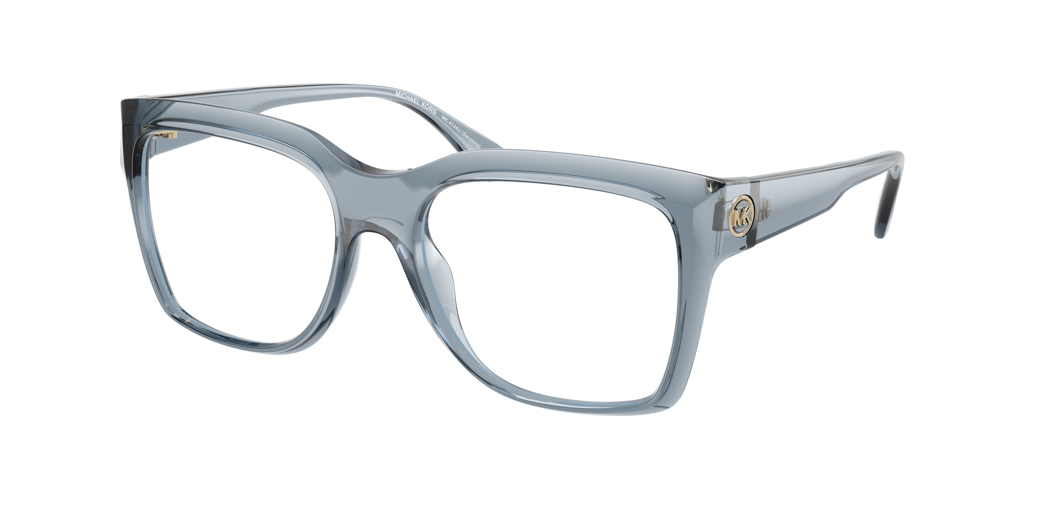 Michael Kors SARASOTA MK4144U Square Eyeglasses 4014-Denim Transparent 53-140-17 - Color Map Blue