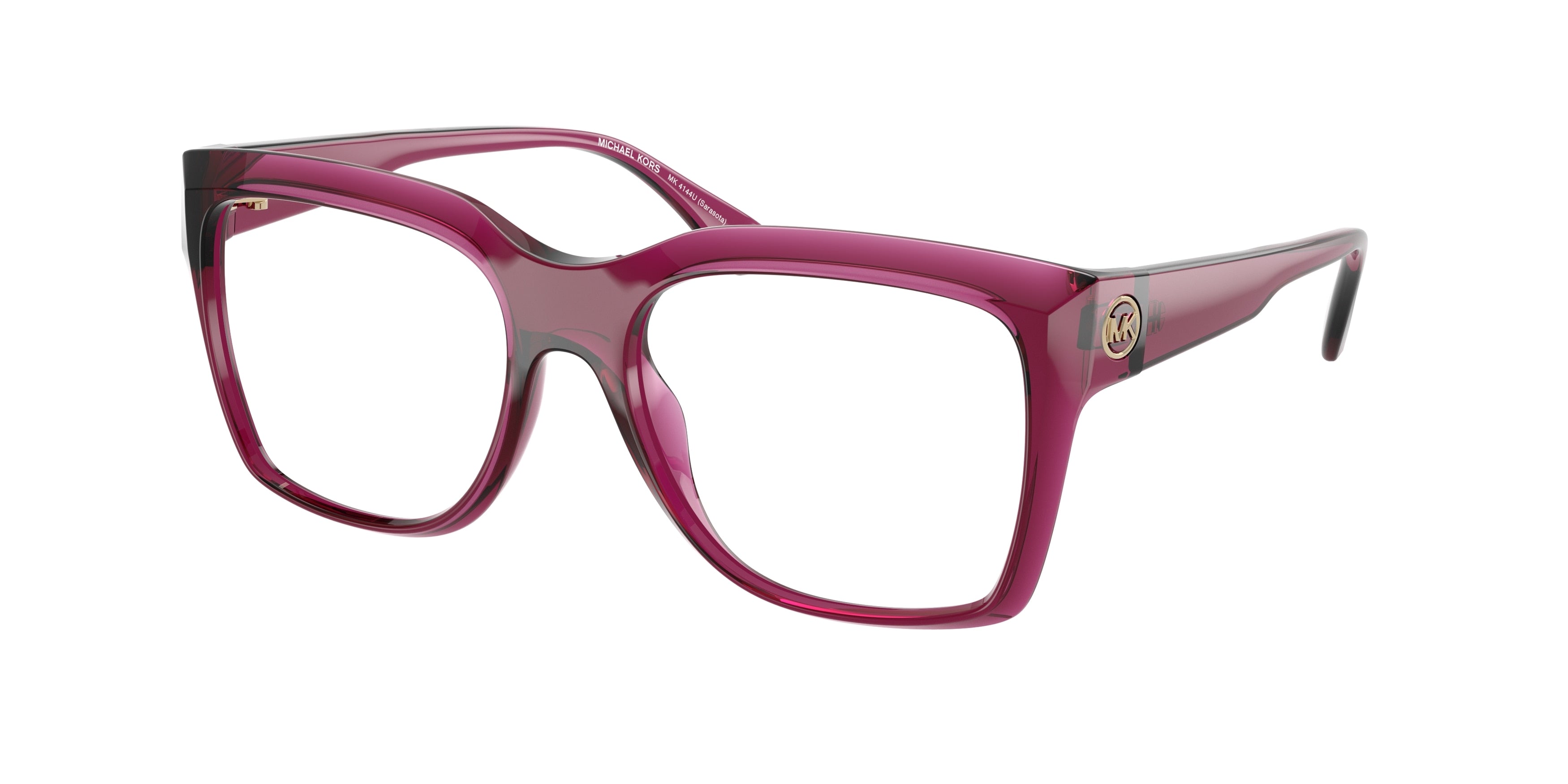 Michael Kors SARASOTA MK4144U Square Eyeglasses 4020-Berry Transparent 53-140-17 - Color Map Pink