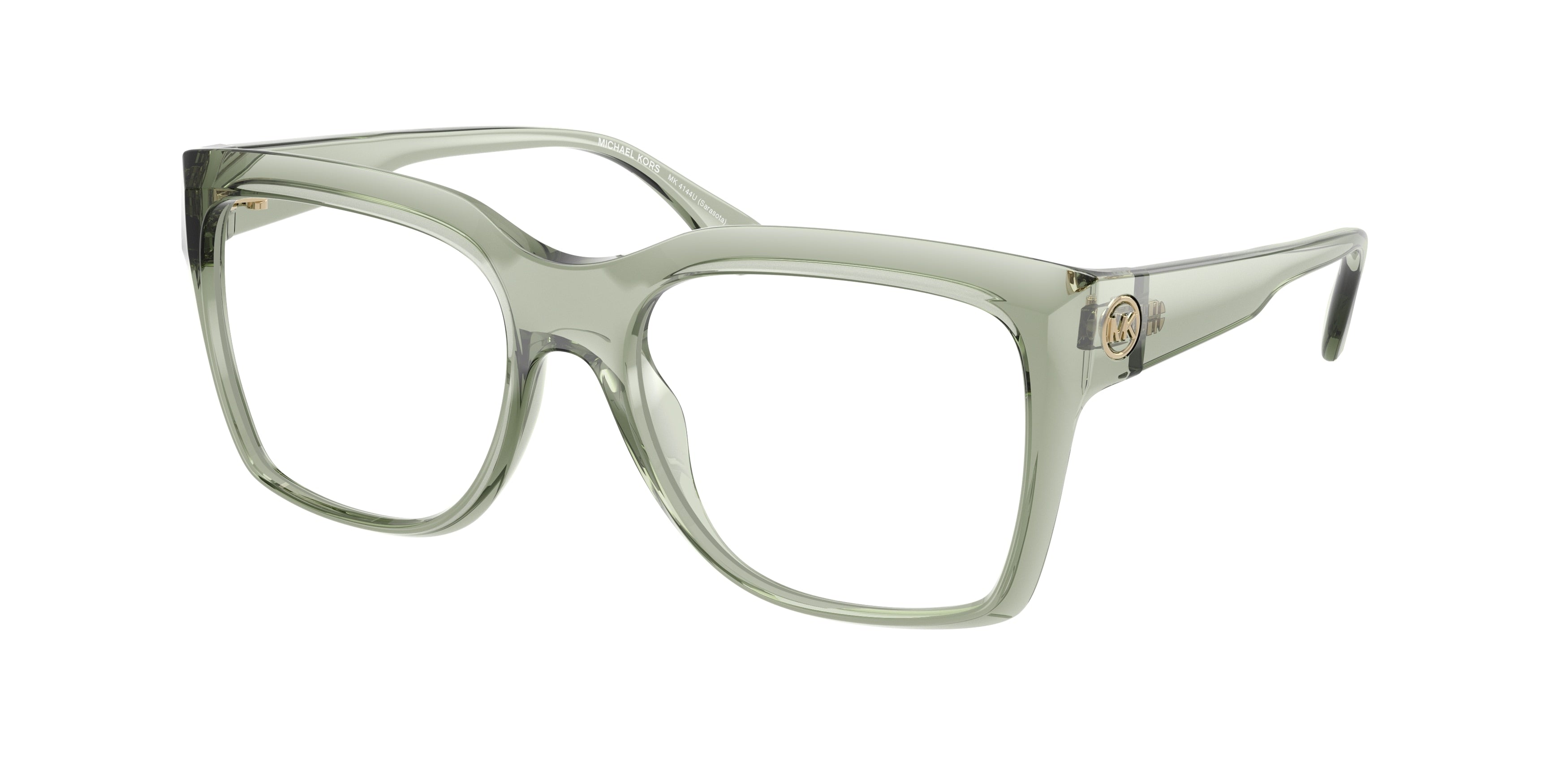 Michael Kors SARASOTA MK4144U Square Eyeglasses 4022-Smokey Olive Transparent 53-140-17 - Color Map Green
