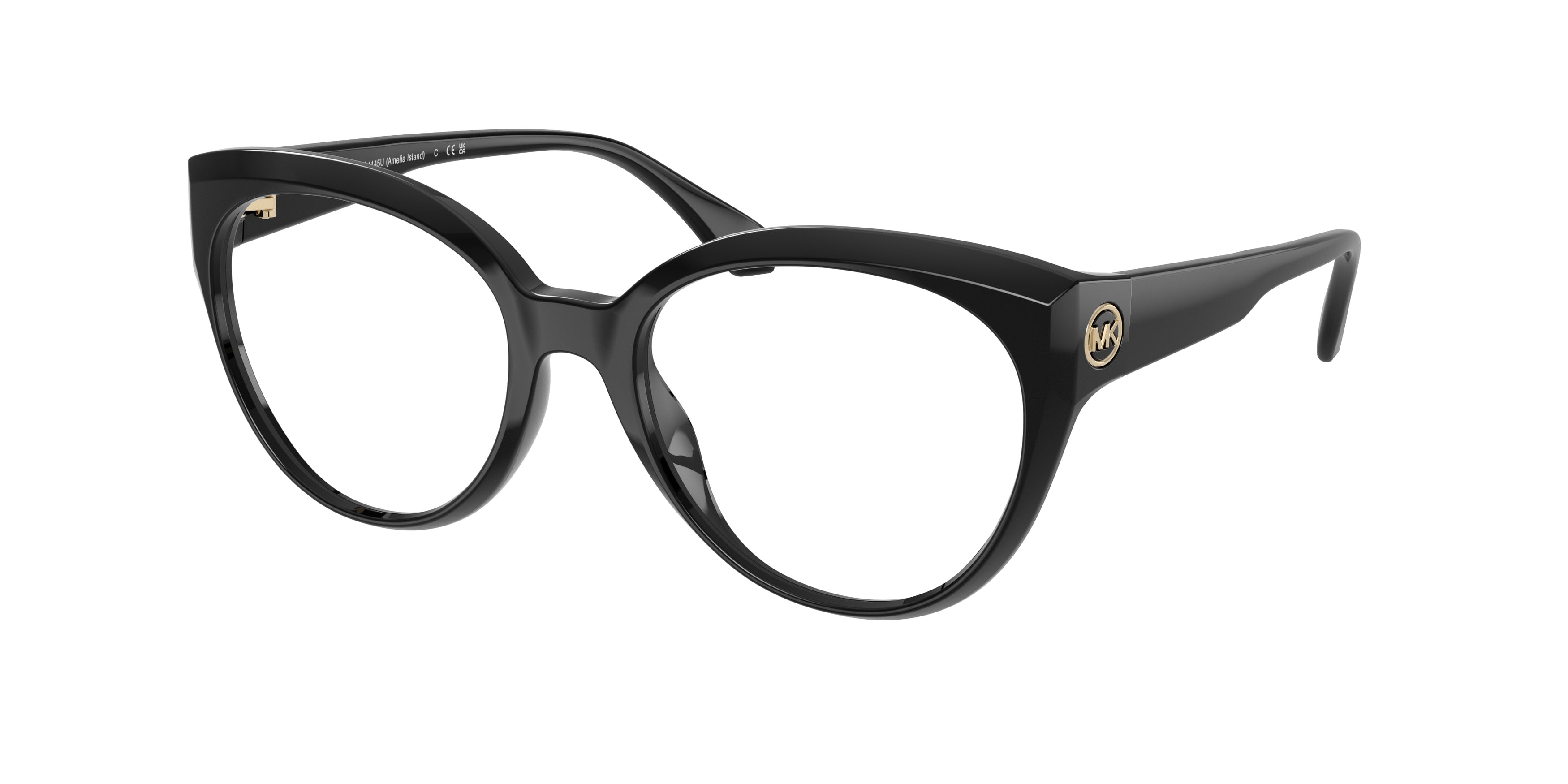 Michael Kors AMELIA ISLAND MK4145U Round Eyeglasses 3005-Black 52-140-18 - Color Map Black