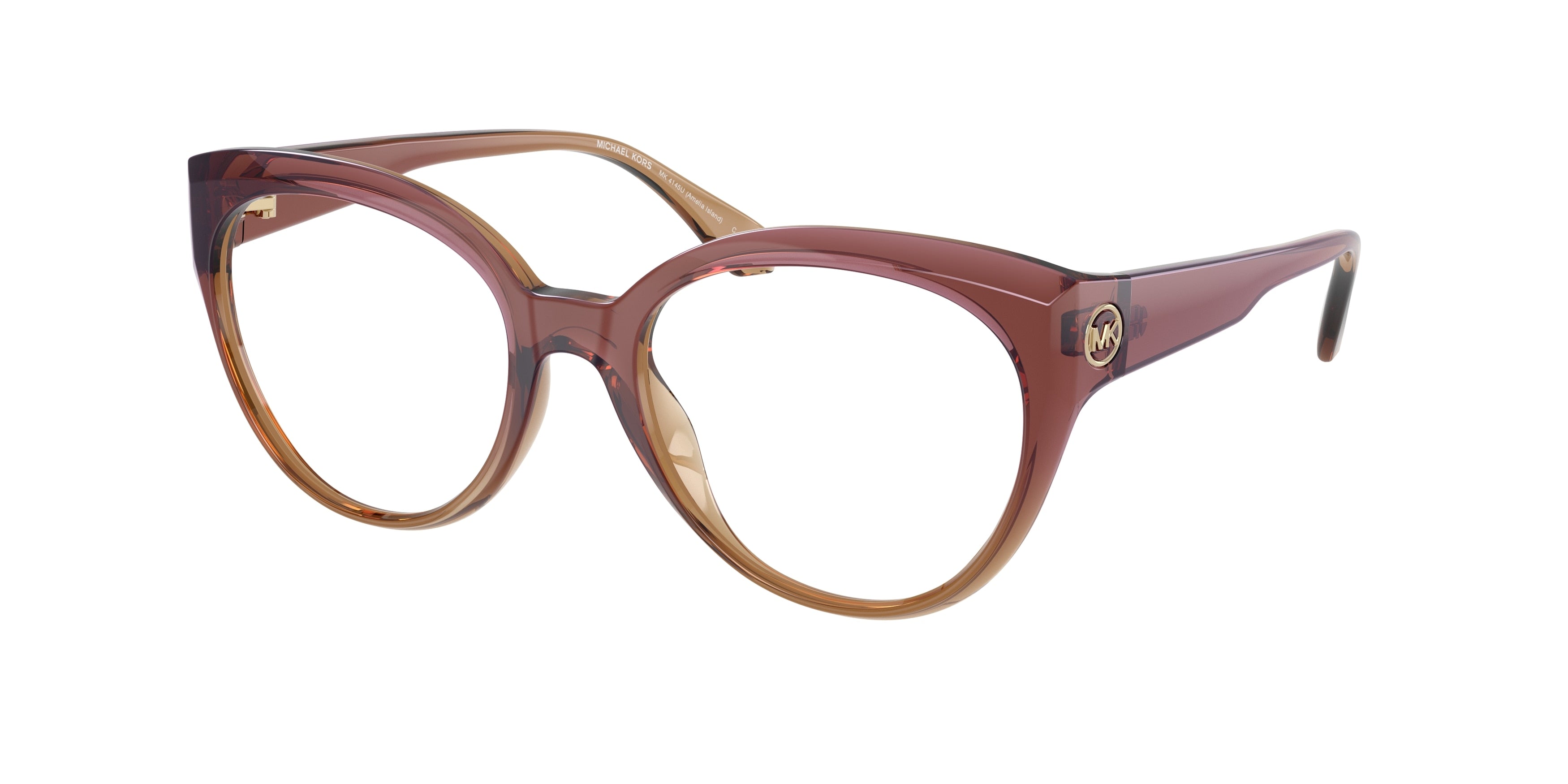 Michael Kors AMELIA ISLAND MK4145U Round Eyeglasses 3256-Dusty Rose Light Brown 52-140-18 - Color Map Pink
