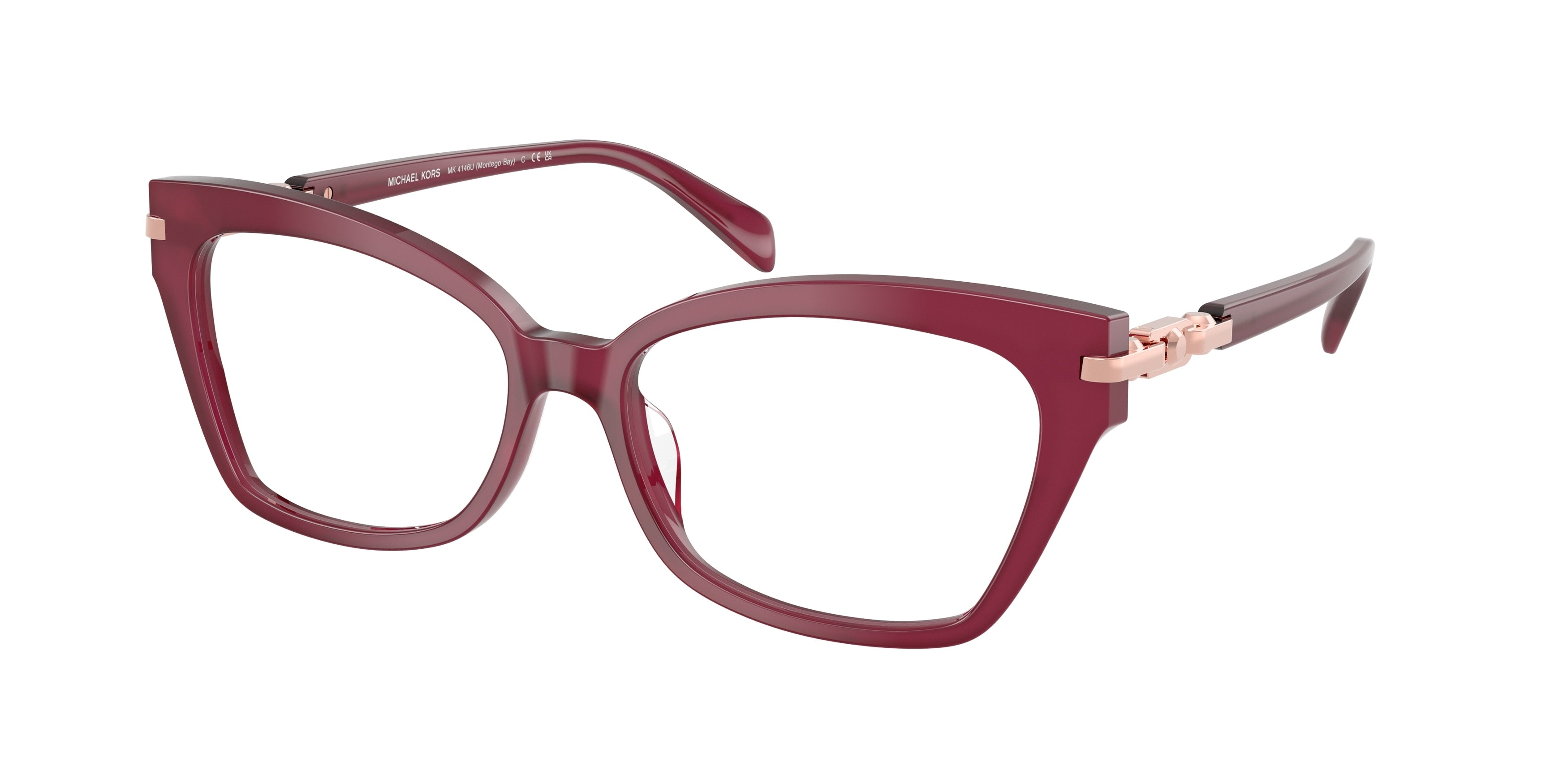 Michael Kors MONTEGO BAY MK4146U Square Eyeglasses 4018-Berry 56-140-16 - Color Map Red
