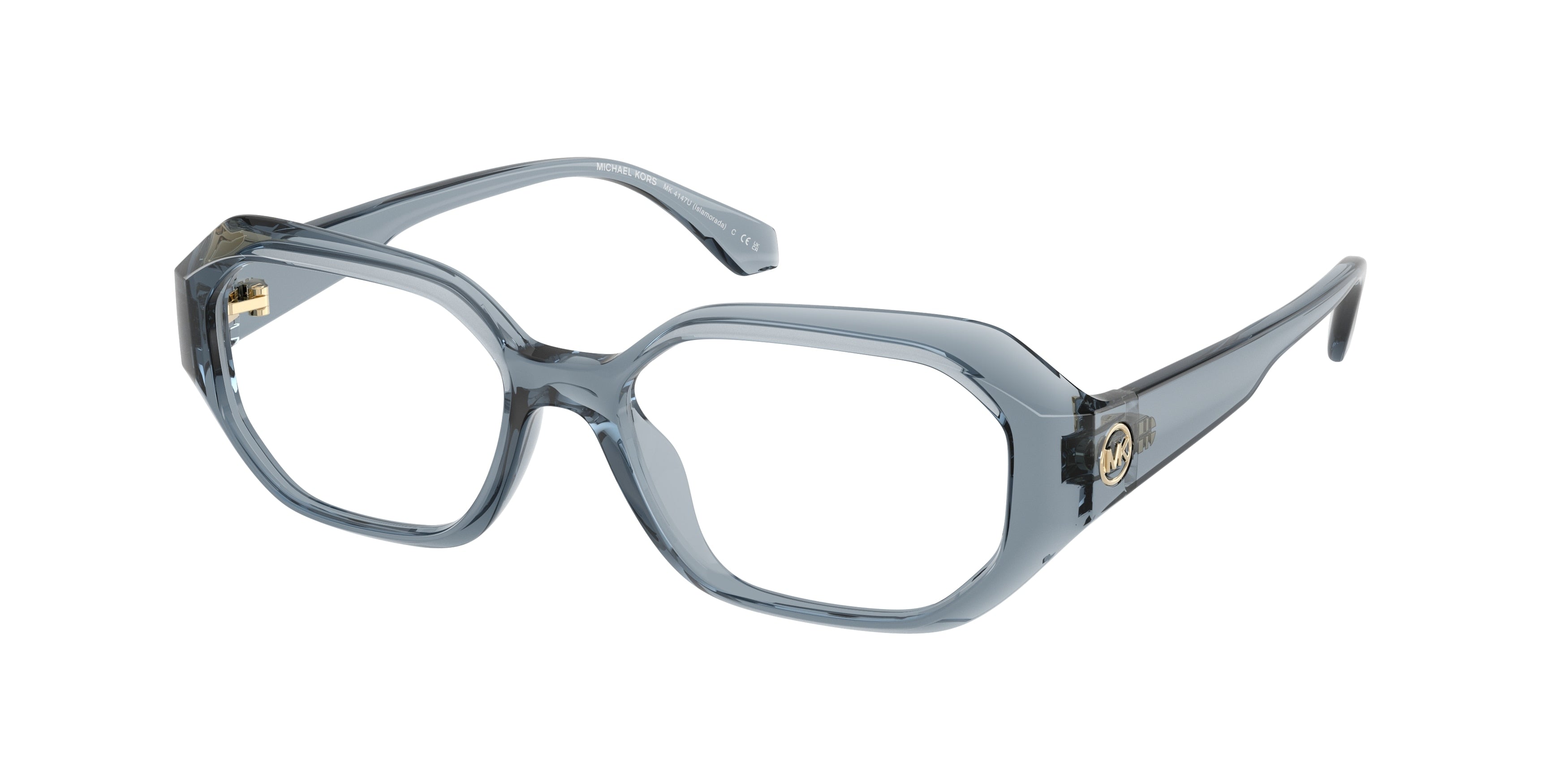 Michael Kors ISLAMORADA MK4147U Irregular Eyeglasses 4014-Denim Transparent 52-140-16 - Color Map Blue