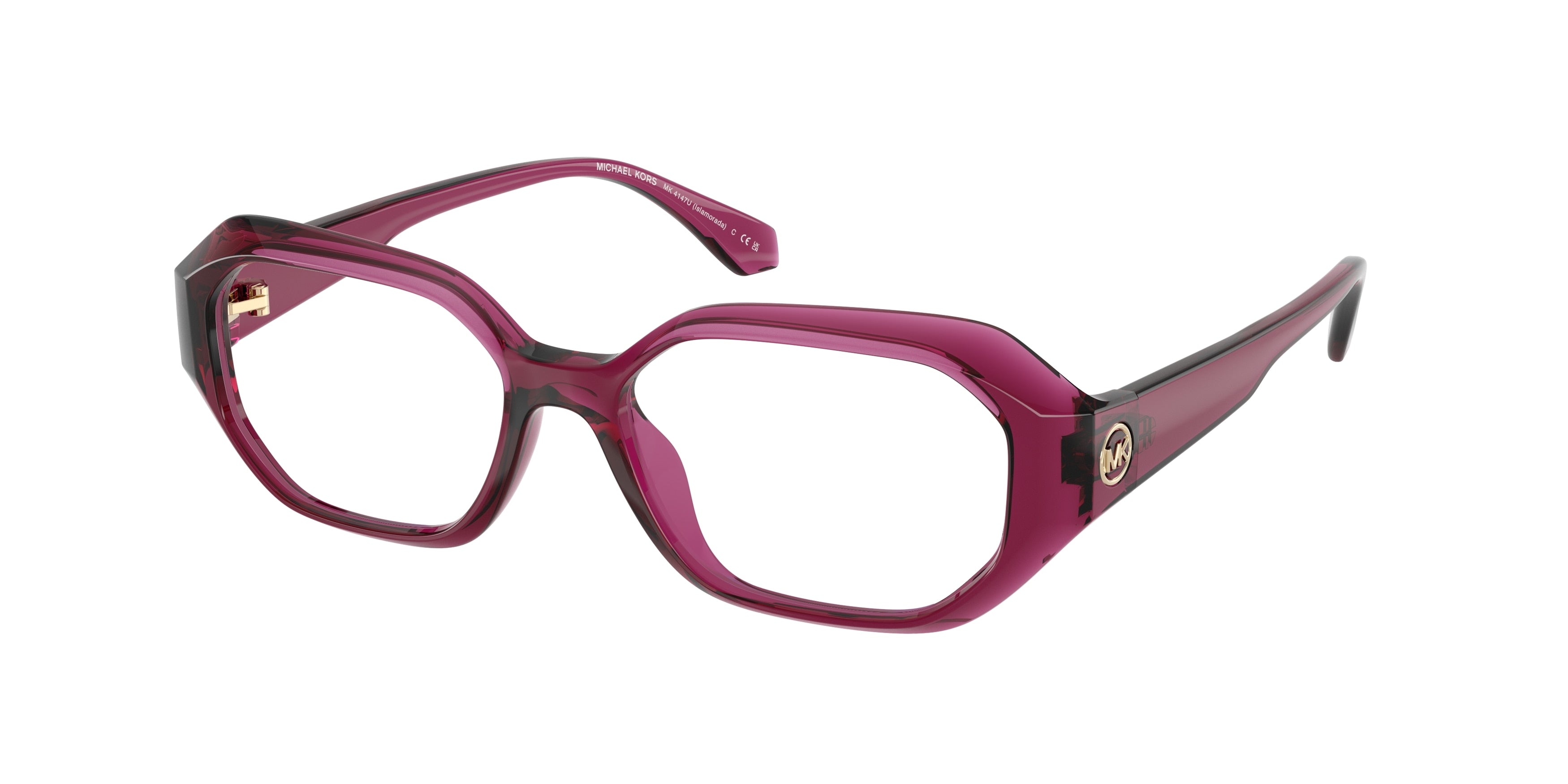 Michael Kors ISLAMORADA MK4147U Irregular Eyeglasses 4020-Berry Transparent 52-140-16 - Color Map Pink