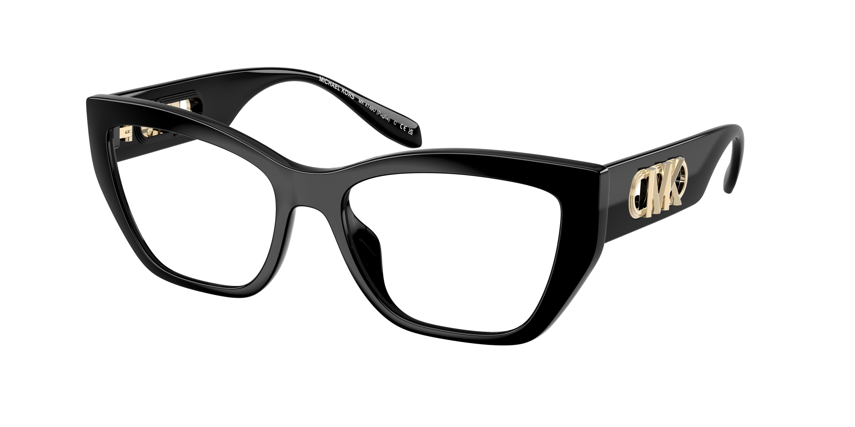 Michael Kors PUGLIA MK4149U Rectangle Eyeglasses 3005-Black 54-145-17 - Color Map Black