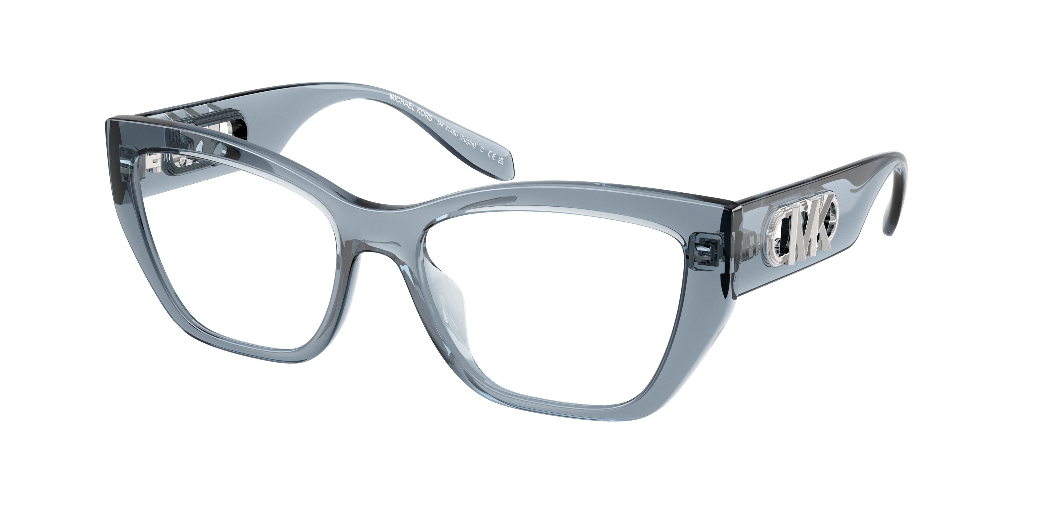 Michael Kors PUGLIA MK4149U Square Eyeglasses 4014-Denim Transparent 54-145-17 - Color Map Blue
