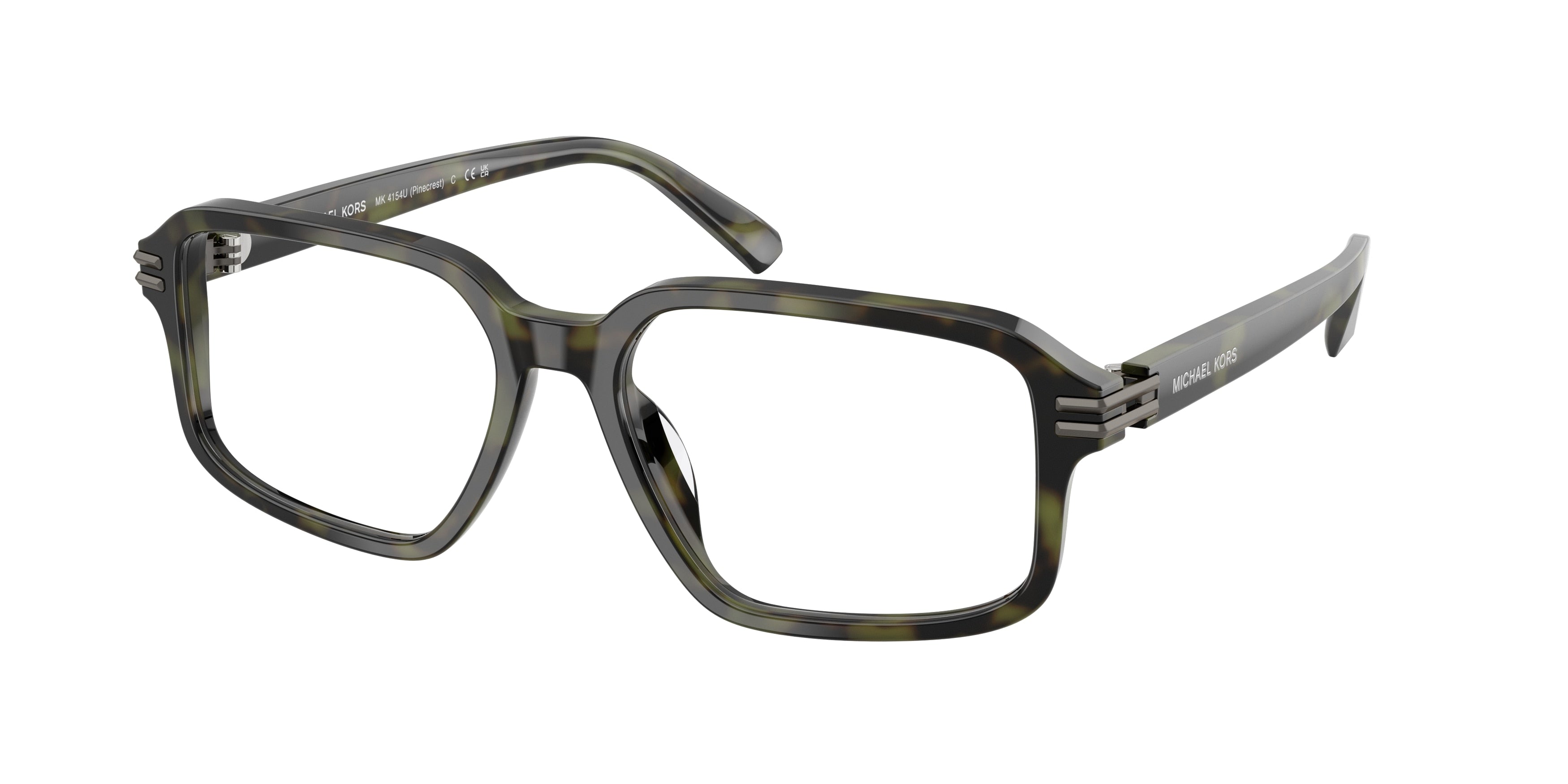 Michael Kors PINECREST MK4154U Irregular Eyeglasses  3705-Olive Tortoise 56-145-17 - Color Map Green
