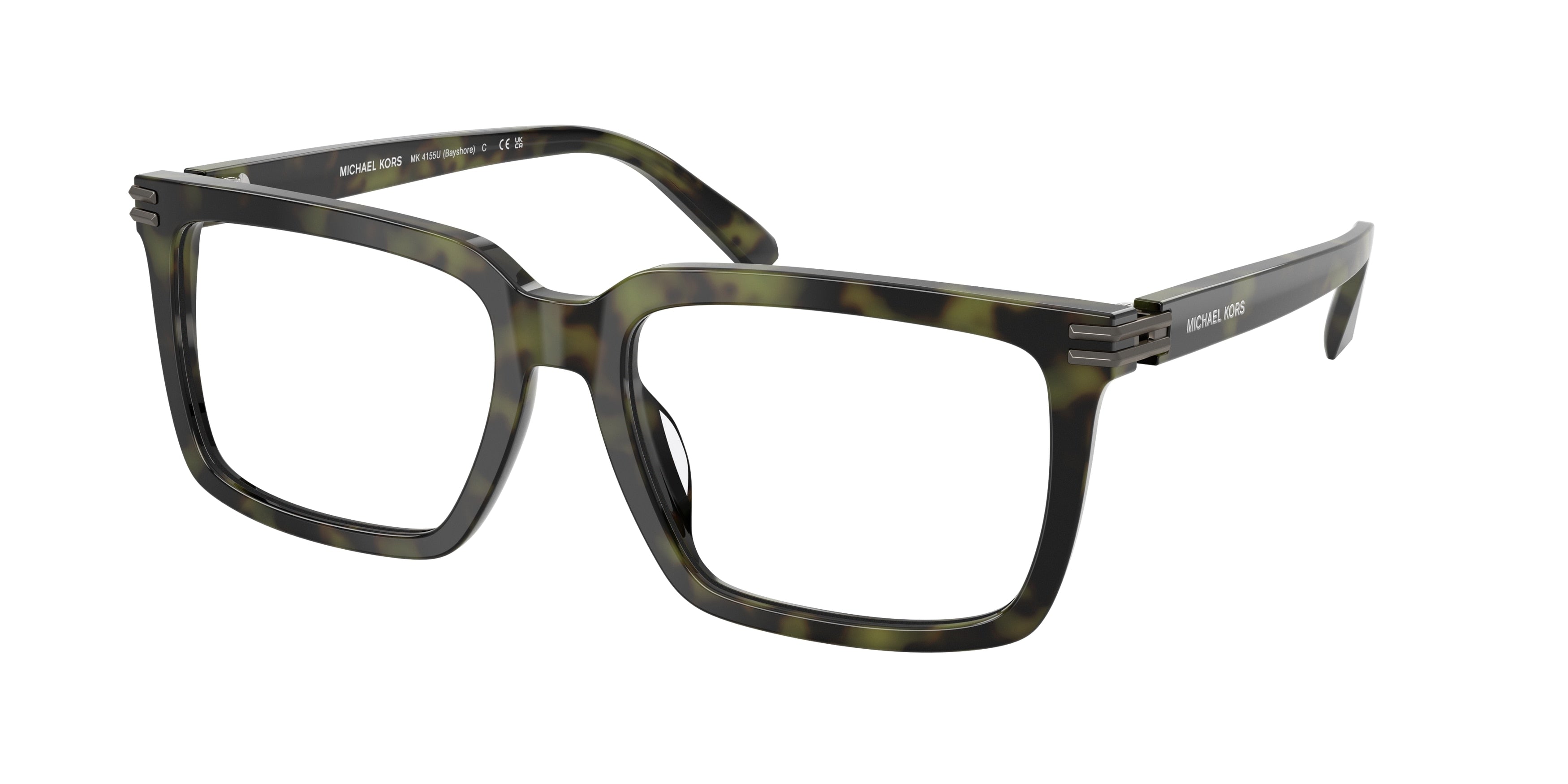 Michael Kors BAYSHORE MK4155U Square Eyeglasses 3705-Olive Tortoise 57-145-18 - Color Map Green