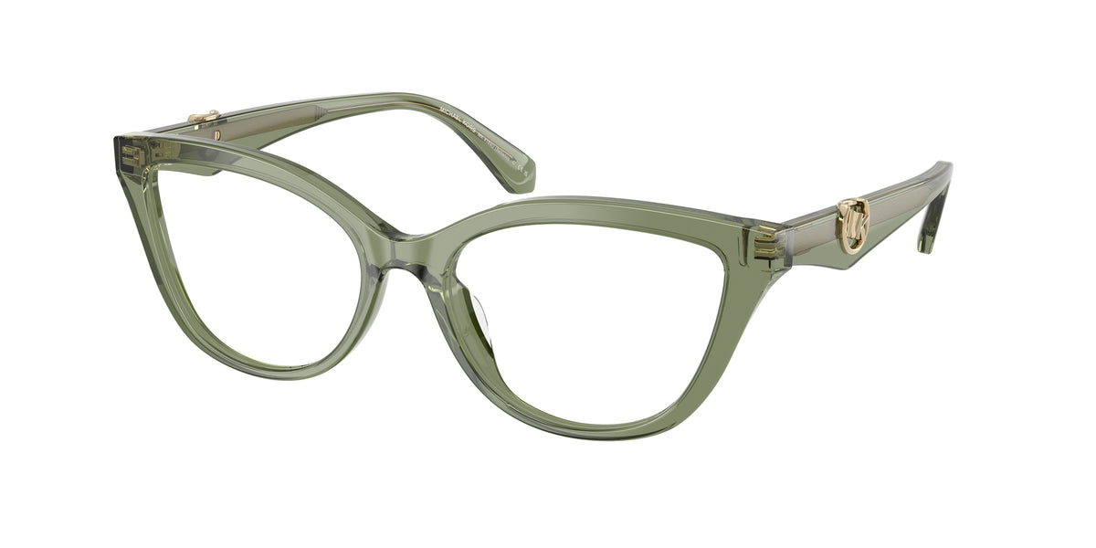 Michael Kors BELLANO MK4164U Cat Eye Eyeglasses 3961-Green Transparent 54-140-17 - Color Map Green