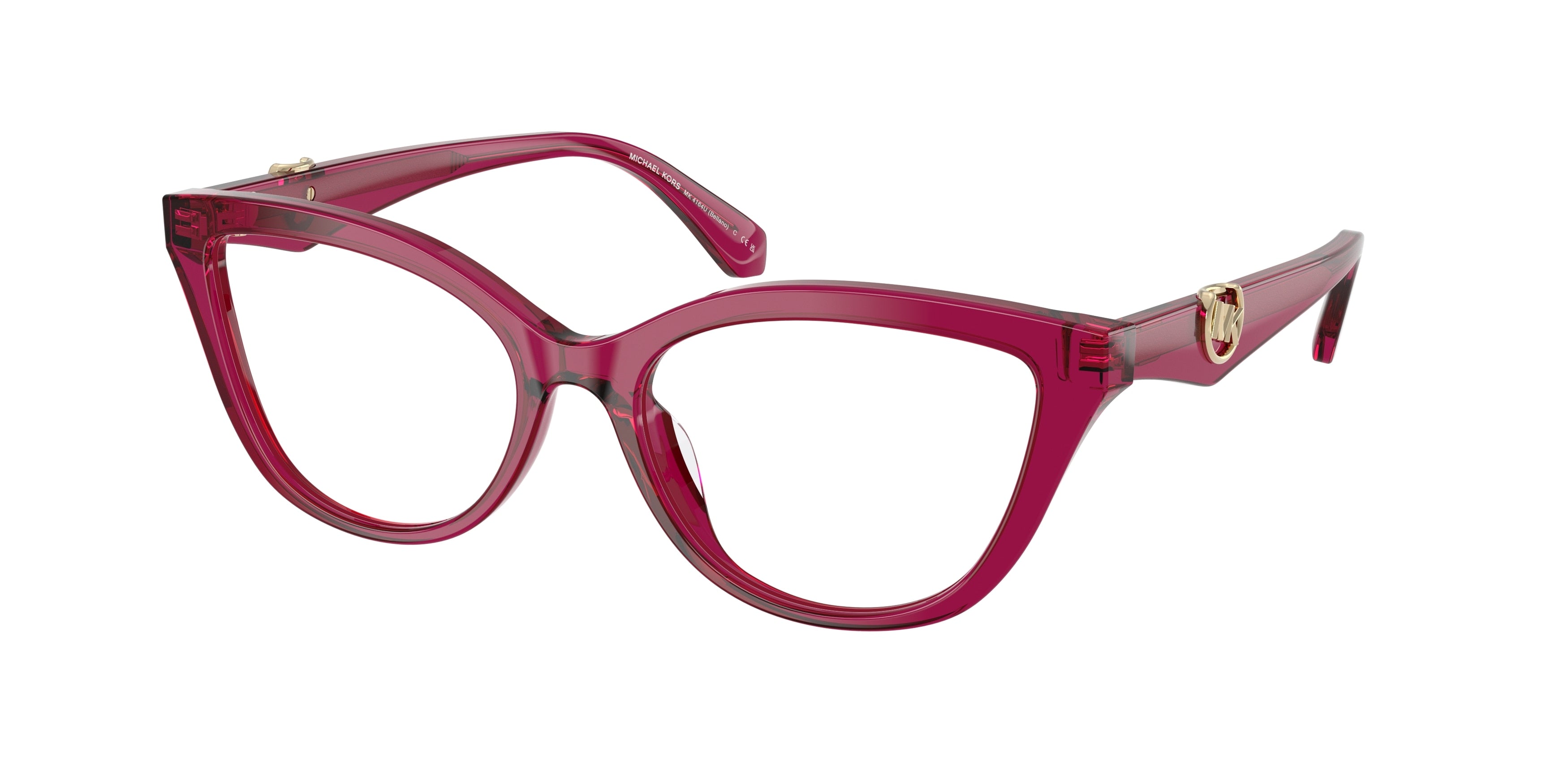 Michael Kors BELLANO MK4164U Cat Eye Eyeglasses  4032-Transparent Plum 54-140-17 - Color Map Violet