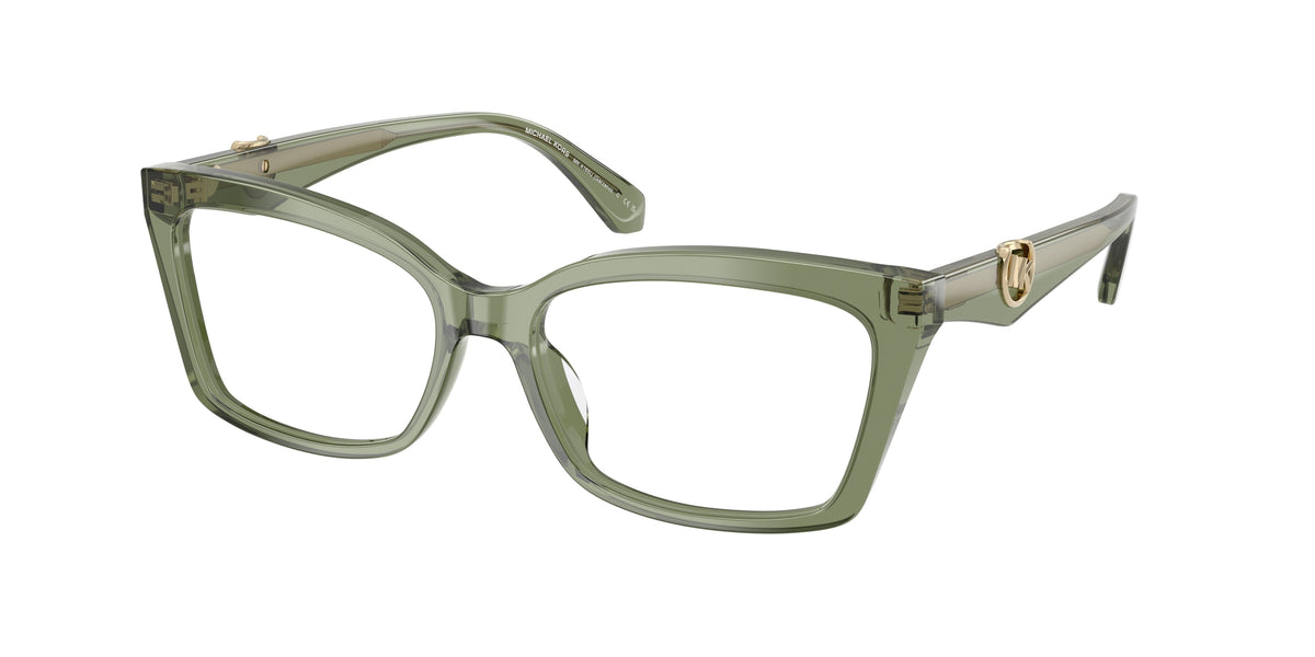 Michael Kors GARZENO MK4165U Rectangle Eyeglasses 3961-Green Transparent 53-140-16 - Color Map Green