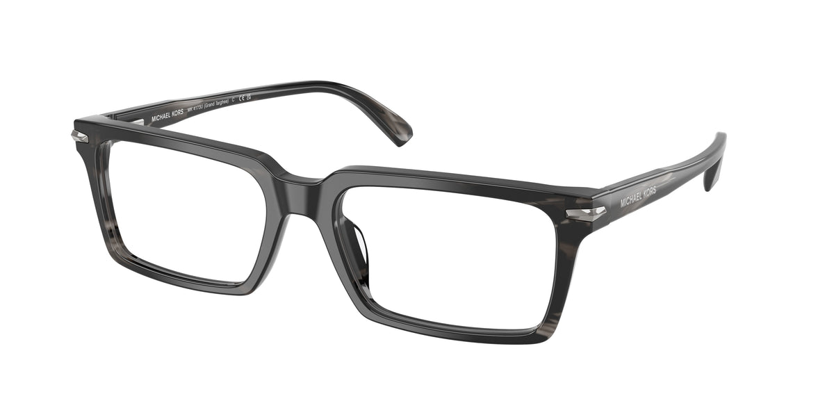 Michael Kors GRAND TARGHEE MK4173U Rectangle Eyeglasses 4034-Black Horn 56-145-18 - Color Map Black