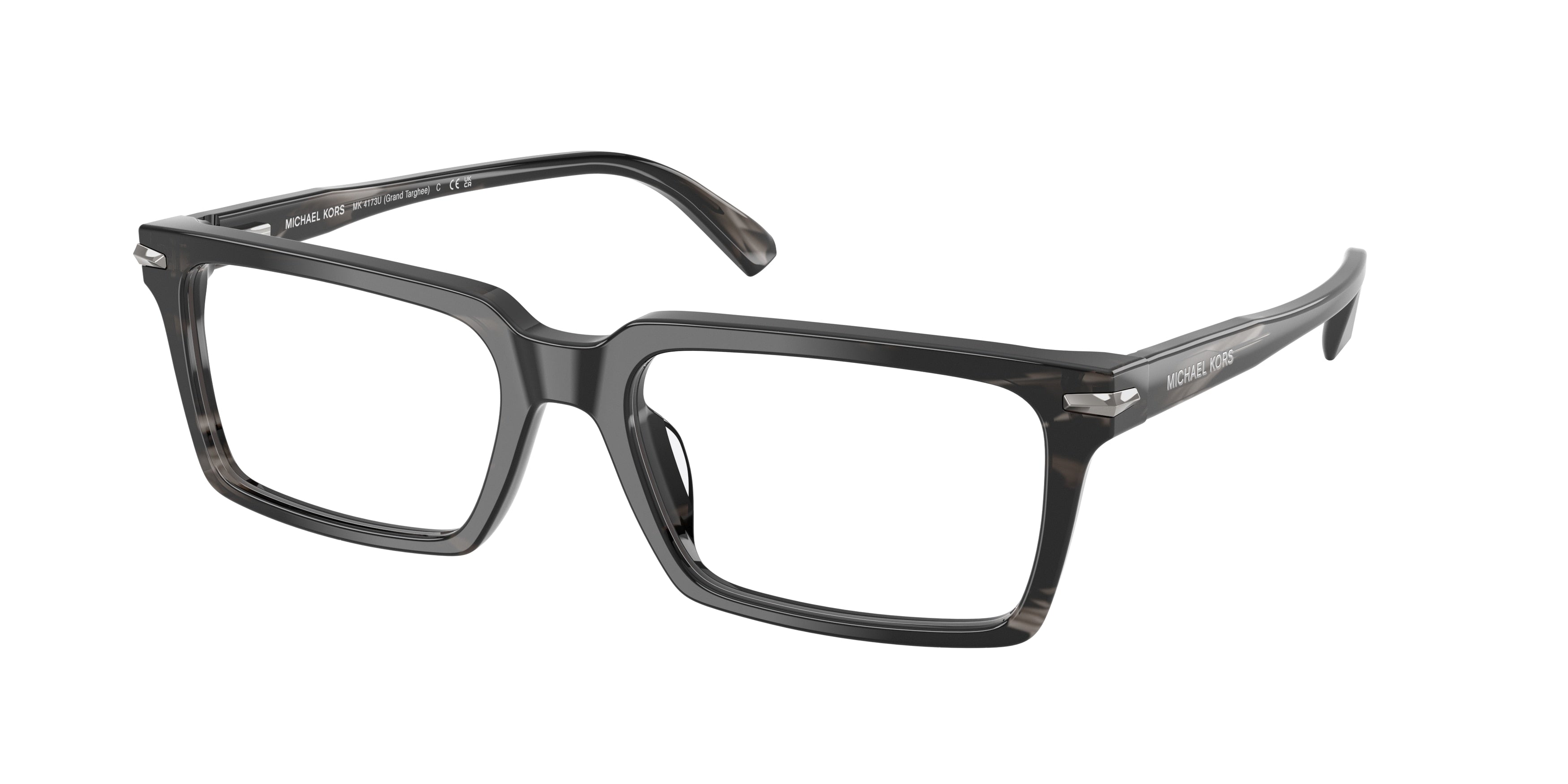 Michael Kors GRAND TARGHEE MK4173U Rectangle Eyeglasses  4034-Black Horn 56-145-18 - Color Map Black