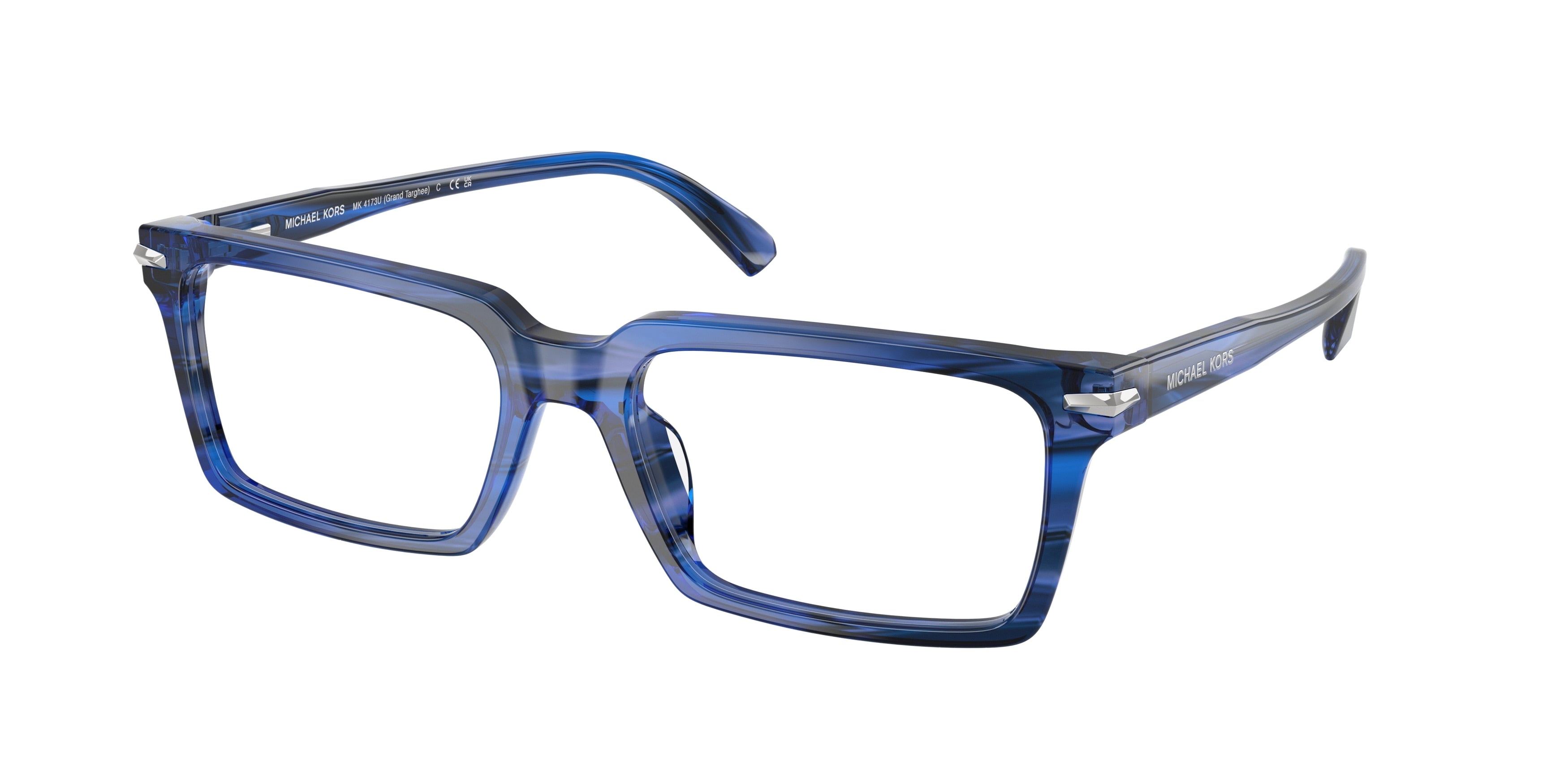 Michael Kors GRAND TARGHEE MK4173U Rectangle Eyeglasses  4041-Blue Horn 54-140-18 - Color Map Blue