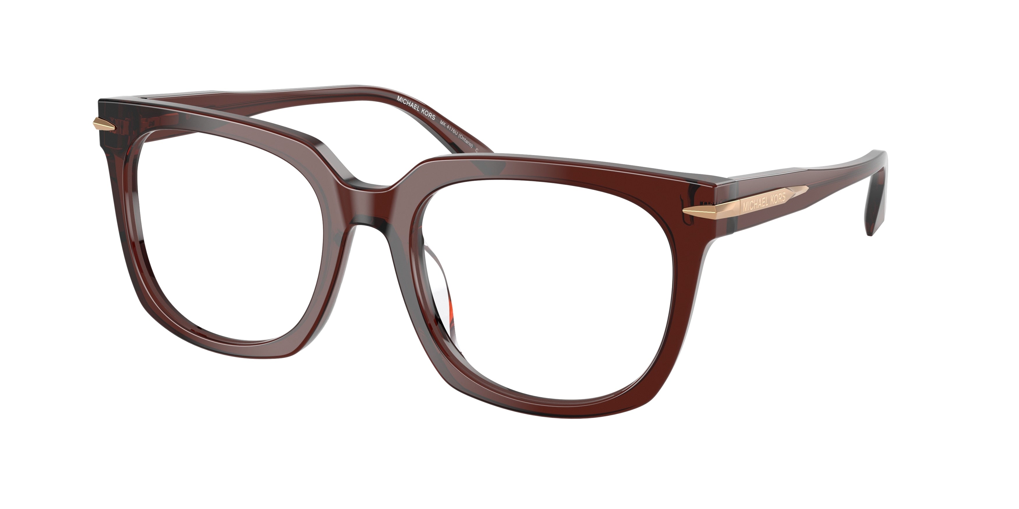 Michael Kors ONTARIO MK4176U Square Eyeglasses 3401-Brown Transparent 54-145-19 - Color Map Brown