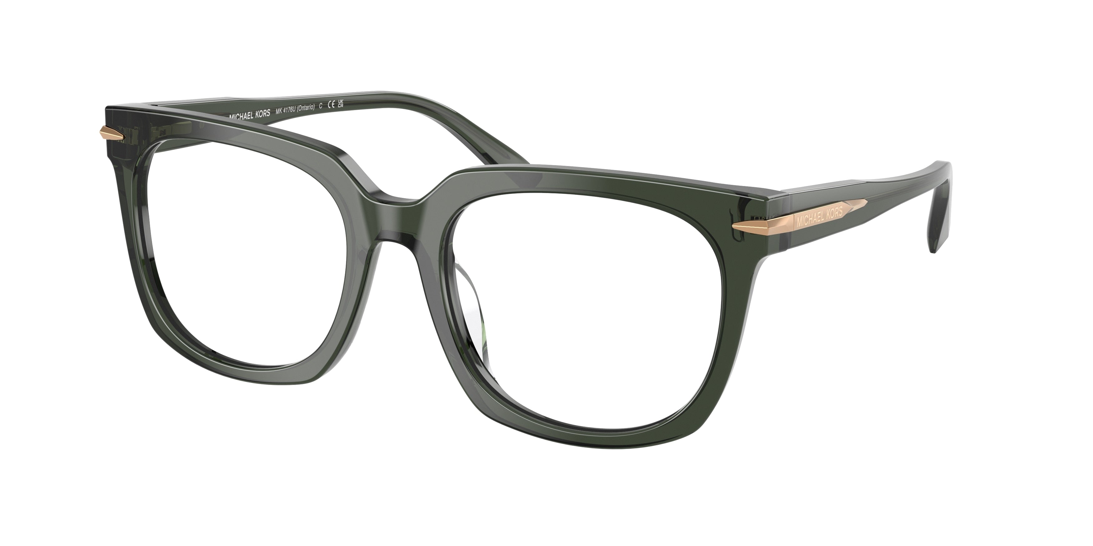 Michael Kors ONTARIO MK4176U Square Eyeglasses 3961-Green Transparent 54-145-19 - Color Map Green