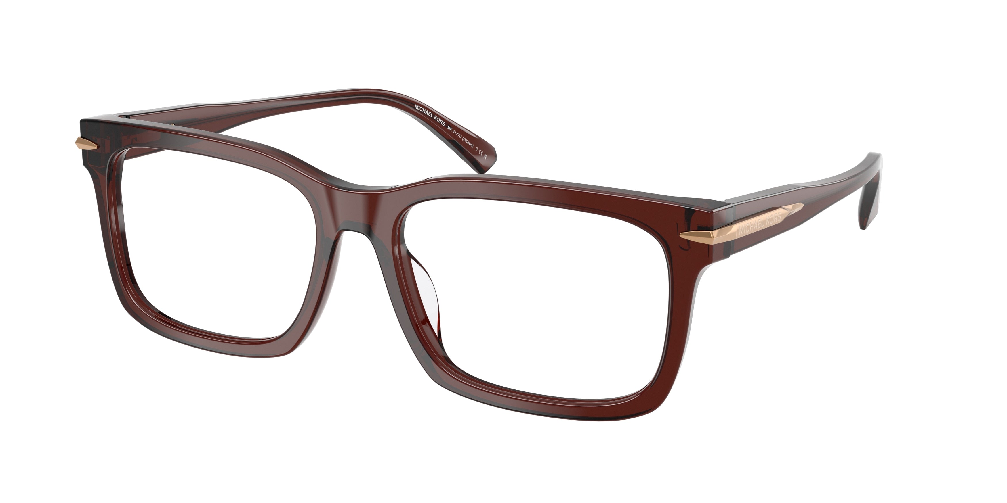 Michael Kors OTTAWA MK4177U Rectangle Eyeglasses 3401-Brown Transparent 55-145-17 - Color Map Brown