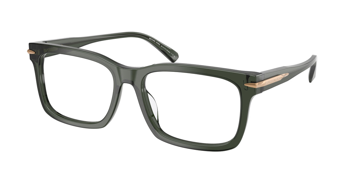Michael Kors OTTAWA MK4177U Rectangle Eyeglasses 3961-Green Transparent 55-145-17 - Color Map Green