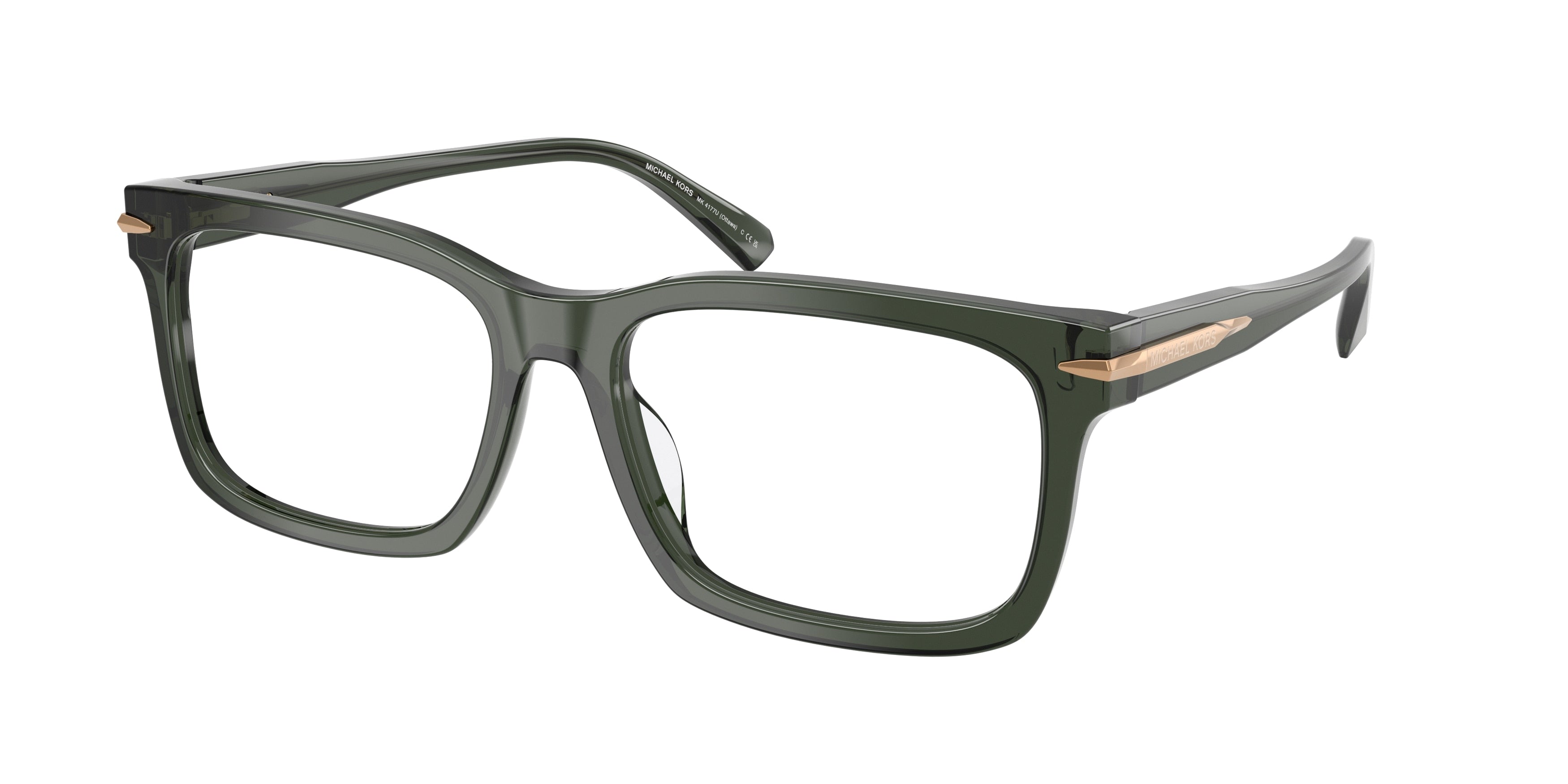 Michael Kors OTTAWA MK4177U Rectangle Eyeglasses 3961-Green Transparent 55-145-17 - Color Map Green