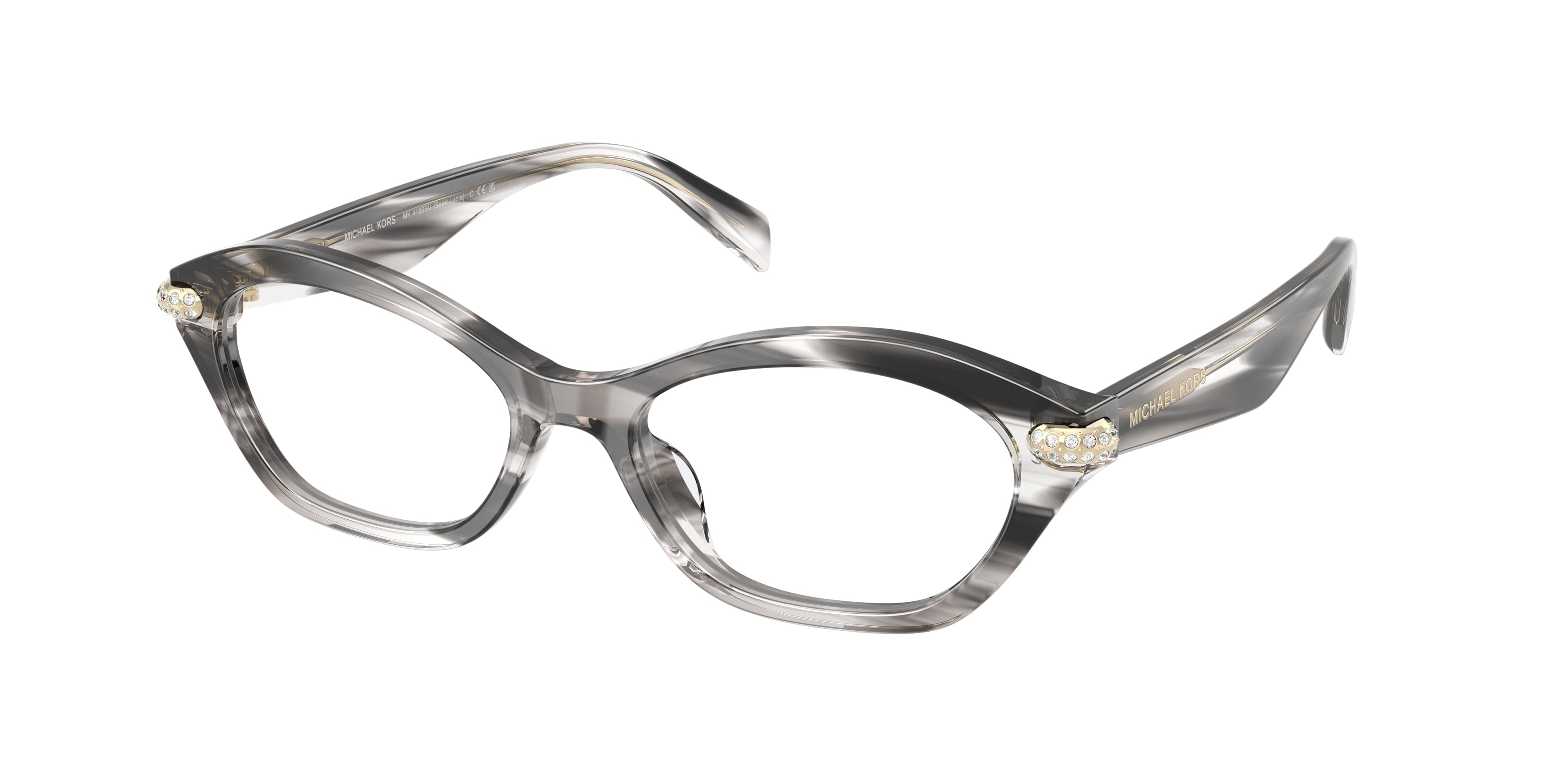Michael Kors SAINT LUCIA MK4186BU Oval Eyeglasses 4034-Black Horn 52-140-17 - Color Map Black