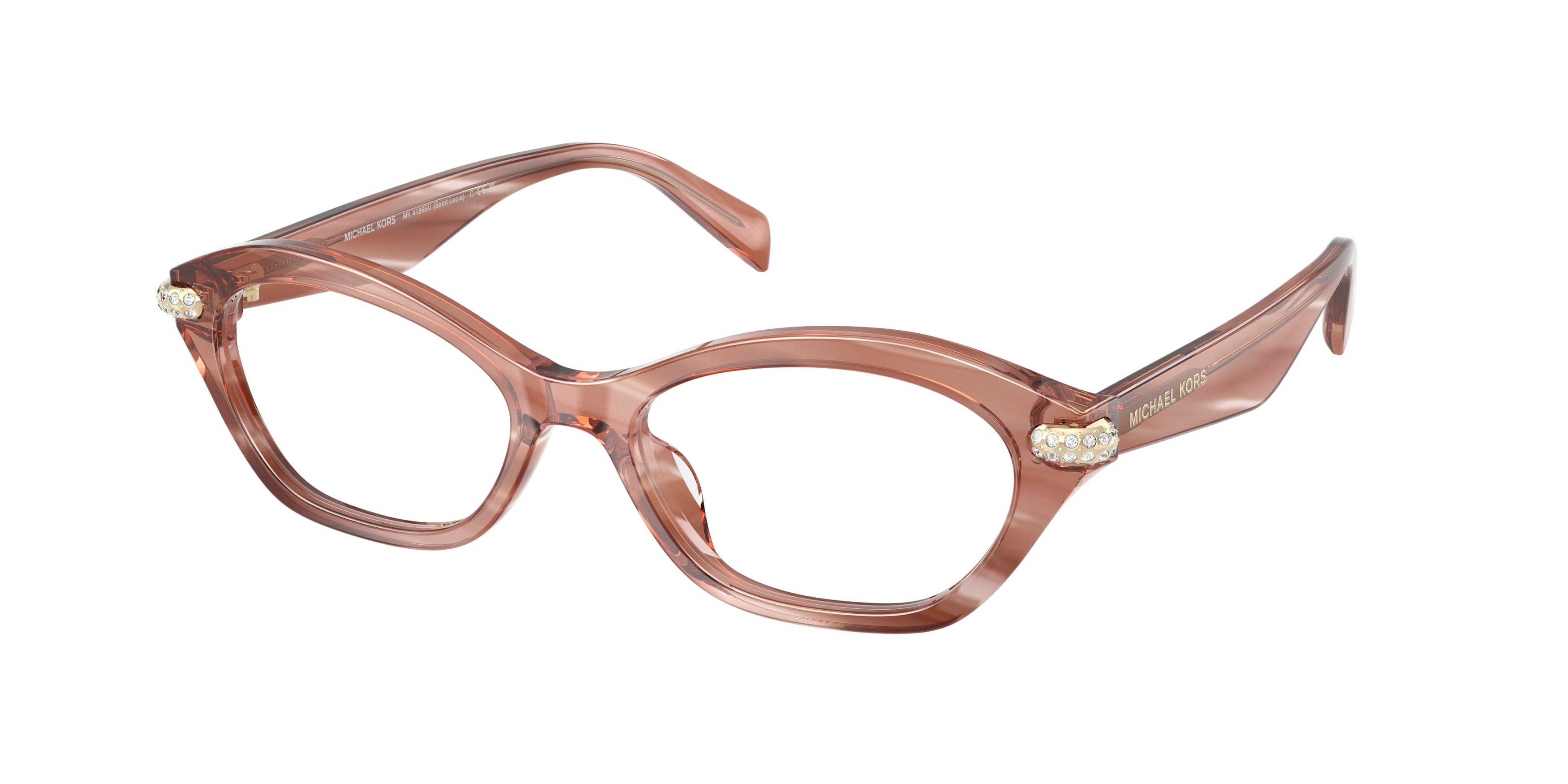Michael Kors SAINT LUCIA MK4186BU Oval Eyeglasses 4056-Pink Horn 52-140-17 - Color Map Pink