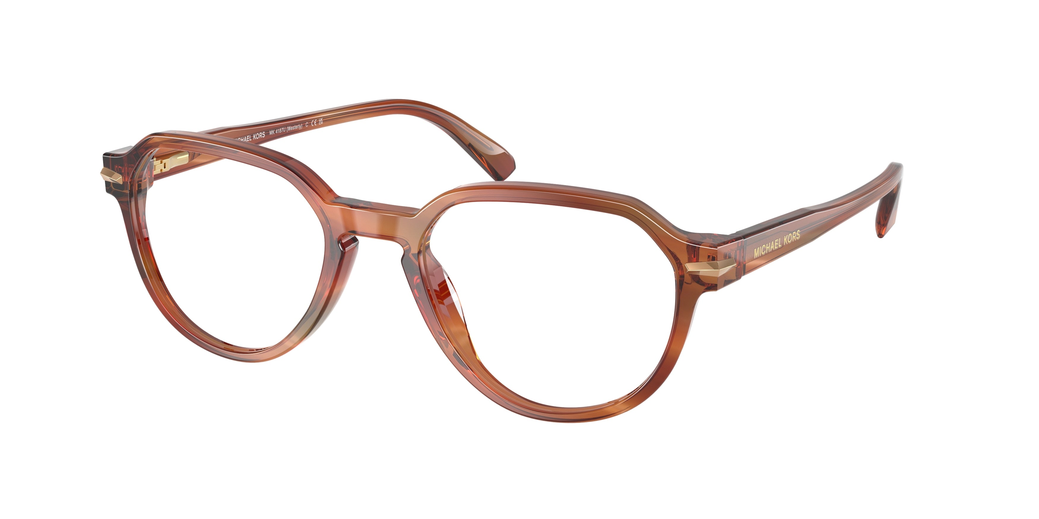 Michael Kors WESTERLY MK4187U Round Eyeglasses 4039-Brown Horn 52-145-20 - Color Map Brown